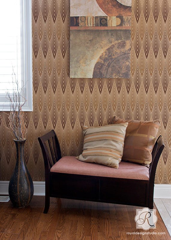 African Feathers Wall Stencil - Raven & Lily Design for DIY Home Decor, Nursery, and Living Room Accent