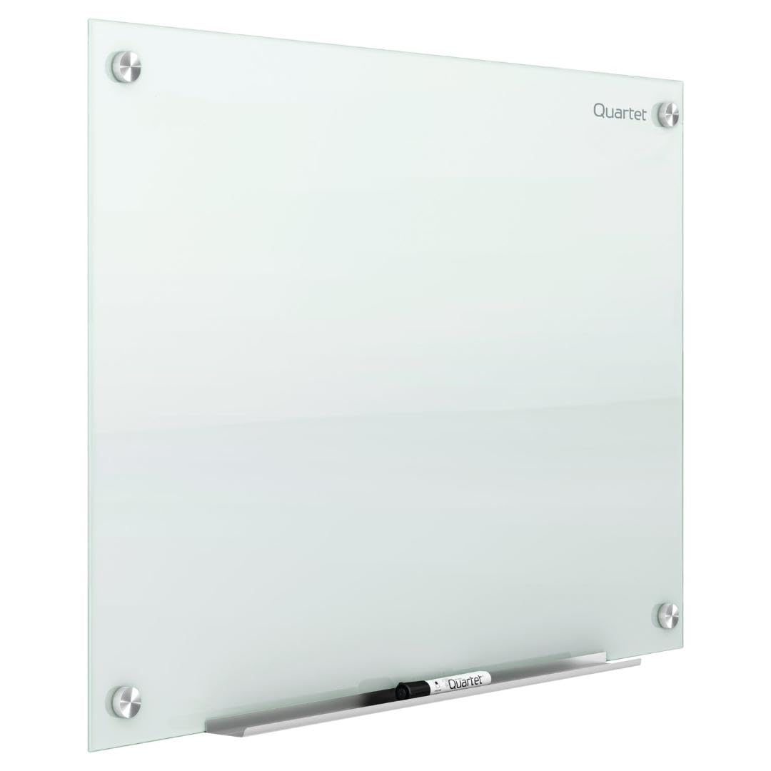 Quartet 6' x 4' Magnetic Glass Dry Erase Board - Frameless Whiteboard with Infinity Mounting, White Surface, Accessory Tray, Includes 1 Dry Erase Marker & 2 Glass Magnets (G7248W) - Perfect for Office Meetings, Classroom Teaching & Home Organization