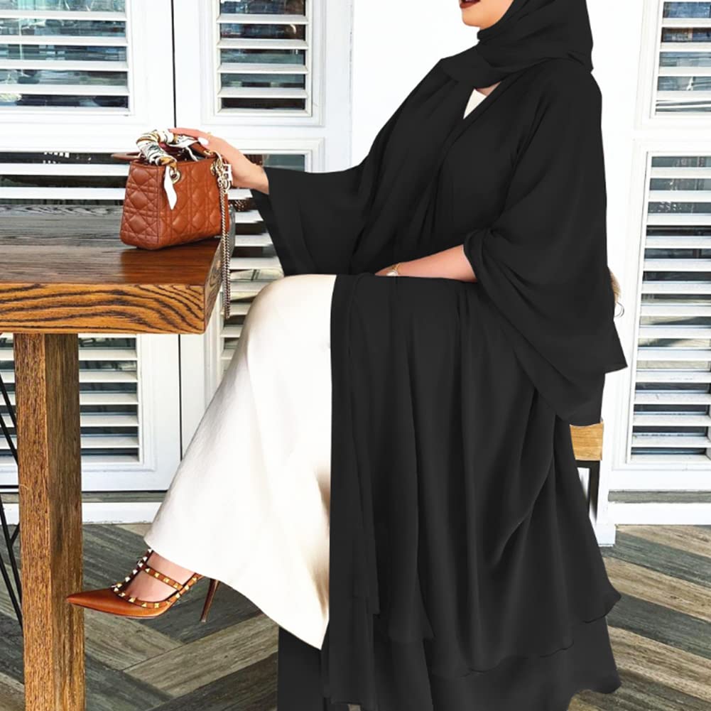 Elegant Muslim Abaya Dress for Women - Long Sleeve Islamic Dubai Abaya Cardigan Robe - Modest Middle East Prayer Dress with Hijab - Perfect for Prayer, Mosque, and Special Occasions