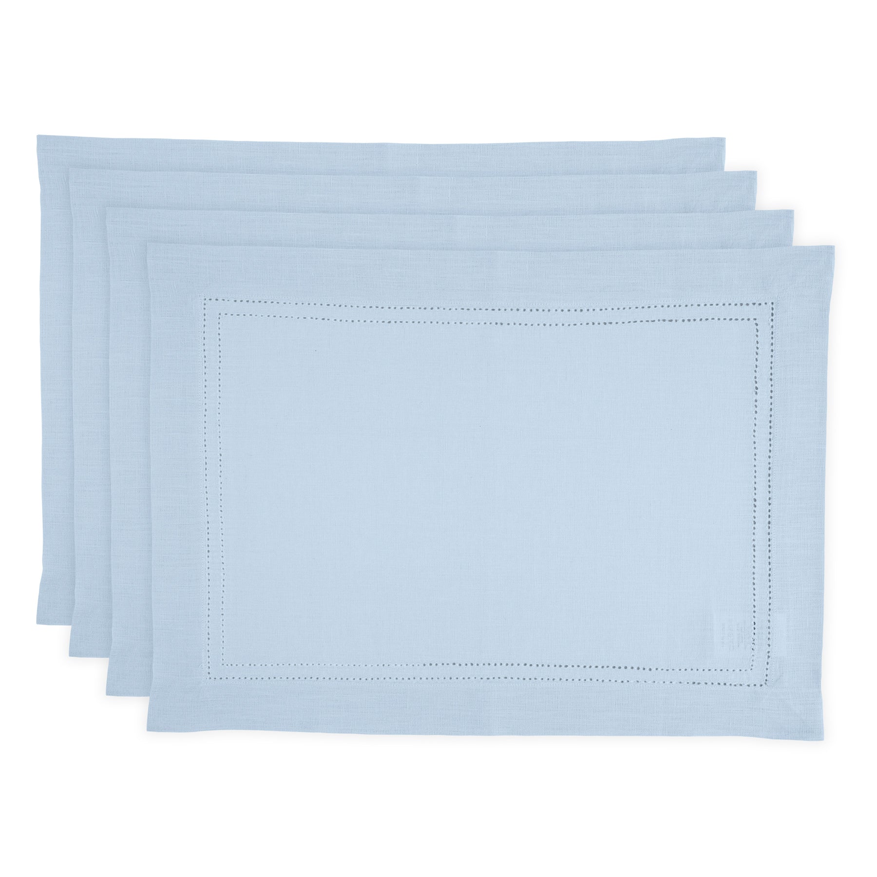 Premium Linen Double Hemstitch Placemats Set of 4 - Elegant Table Decor for Dining Room, Kitchen, and Special Occasions
