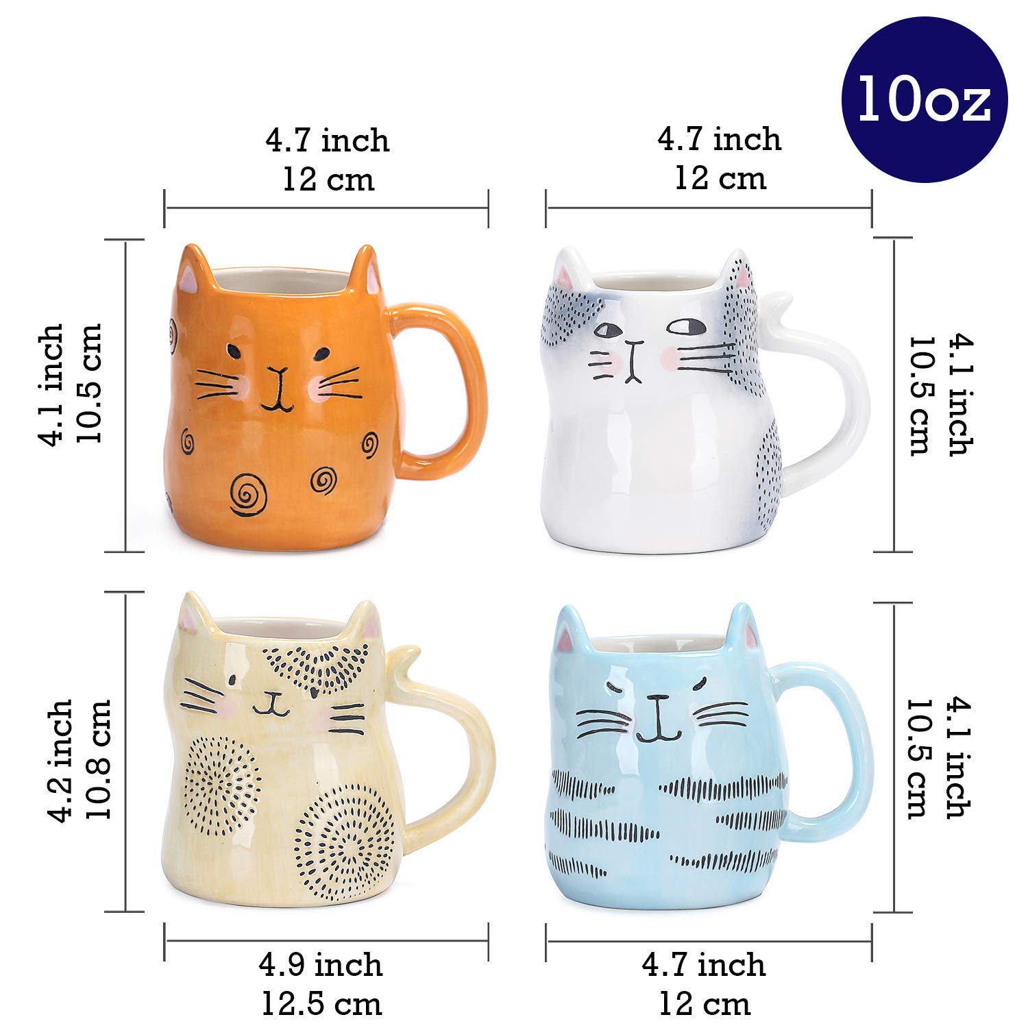 Bico Cartoon Cat Stoneware Dinnerware Set - 16-Piece Appetizer Plates & Mugs Set for Kids, Durable Ceramic Tableware for Family Dining, Birthday Parties & Home Decor