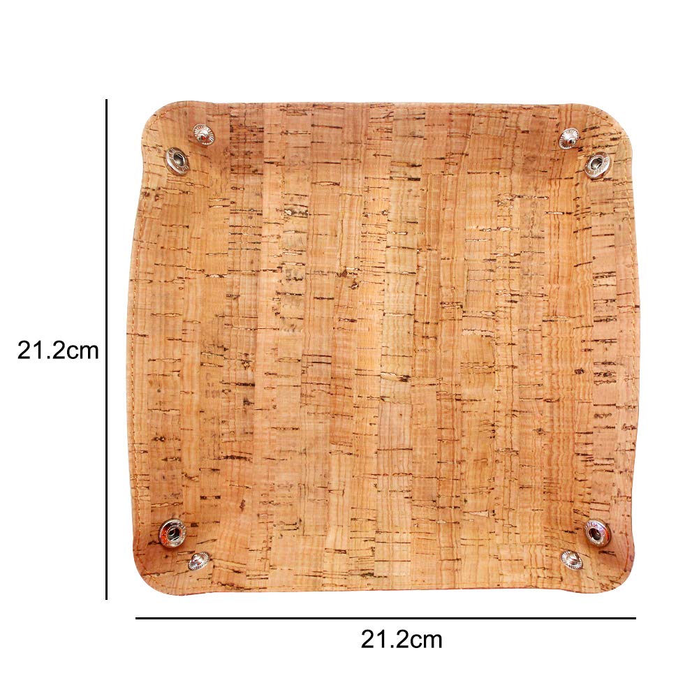 Boshiho Natural Cork Valet Tray for Men - Jewelry, Keys, Phone & Coin Organizer - Bedside Storage Box for Watch, Wallet & Essentials (Eco-Friendly Cork) | Perfect for Nightstand, Dresser & Entryway Organization