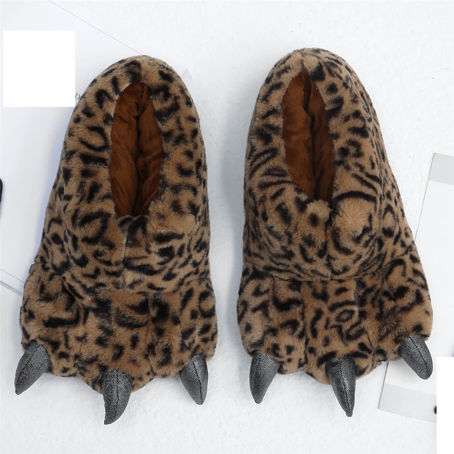 YESBOR Men's Cute Plush Paw Slippers - Fuzzy Animal Claw House Shoes for Halloween Cosplay & Costume - Warm Comfortable Indoor/Outdoor Slippers for Christmas Gifts, Lounge Wear and Themed Parties
