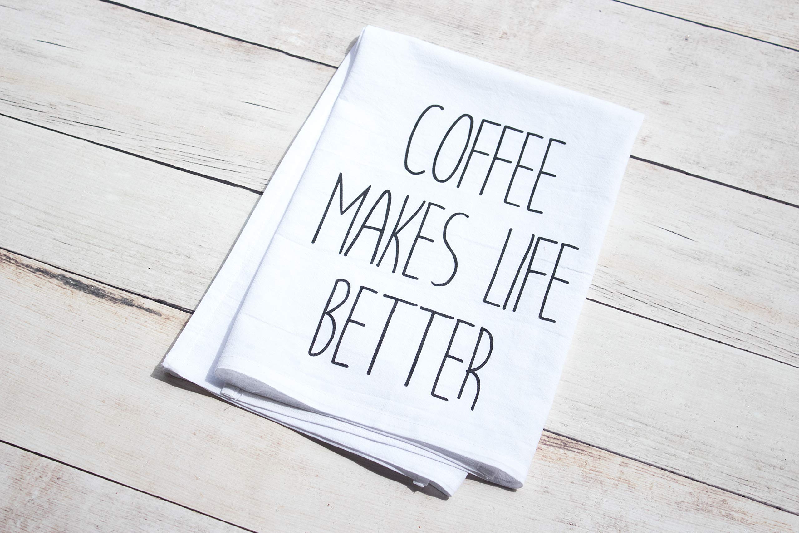 Premium Extra Large Flour Sack Kitchen Towel - Coffee Themed Dish Towel & Tea Towel Set - USA Made Cotton Kitchen Accessories for Baking, Cooking & Coffee Lovers - Perfect Housewarming Gift