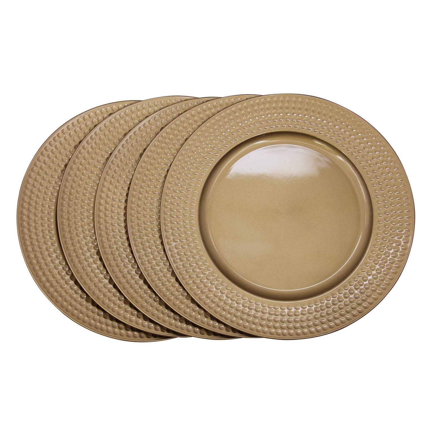 12-Pack Gold Plastic Hammer Edge Charger Plates - 13 Inch Round Decorative Dinner Plates for Wedding, Party & Special Events - Elegant Table Setting & Buffet Decor