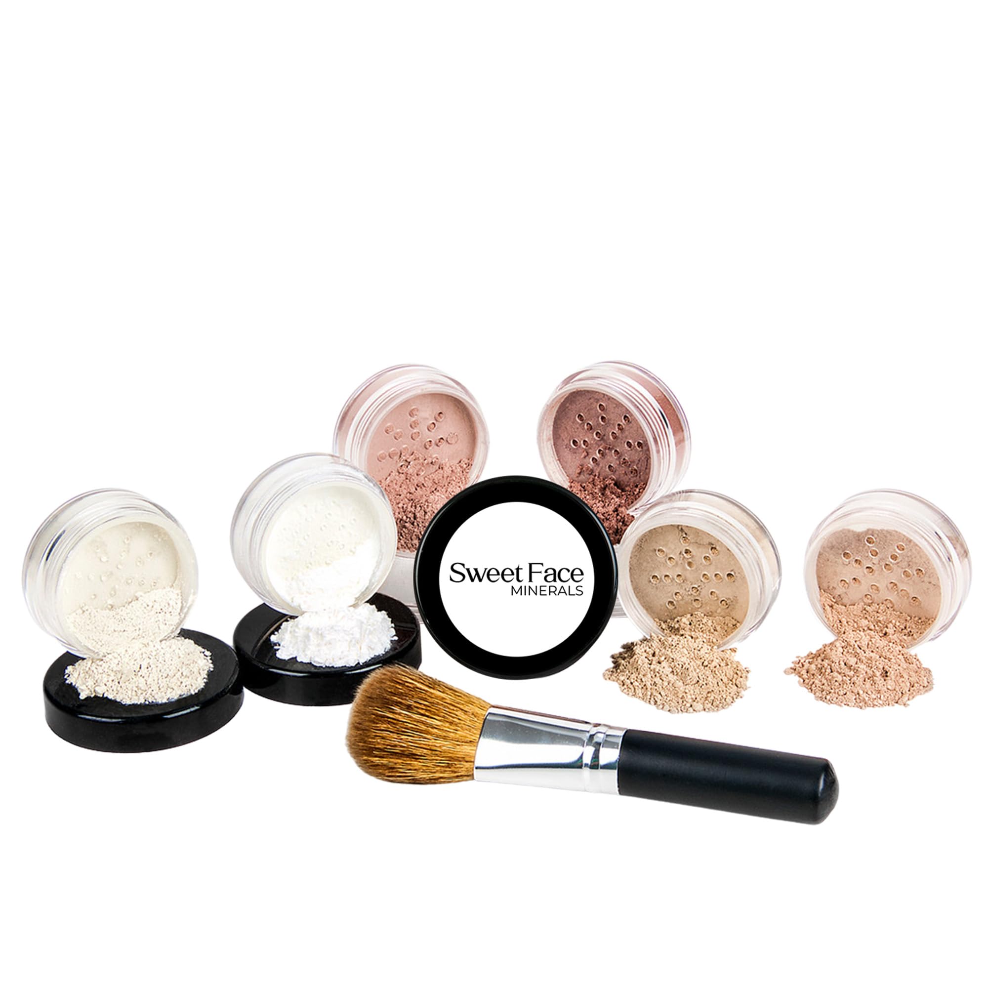 SPF 30 7-Piece Warm Neutral Makeup Kit with Face Brush - Foundation Powder, Concealer, Blush, Bronzer, Primer & Finishing Powder (20g) | Perfect for Everyday Wear & Professional Makeup Looks