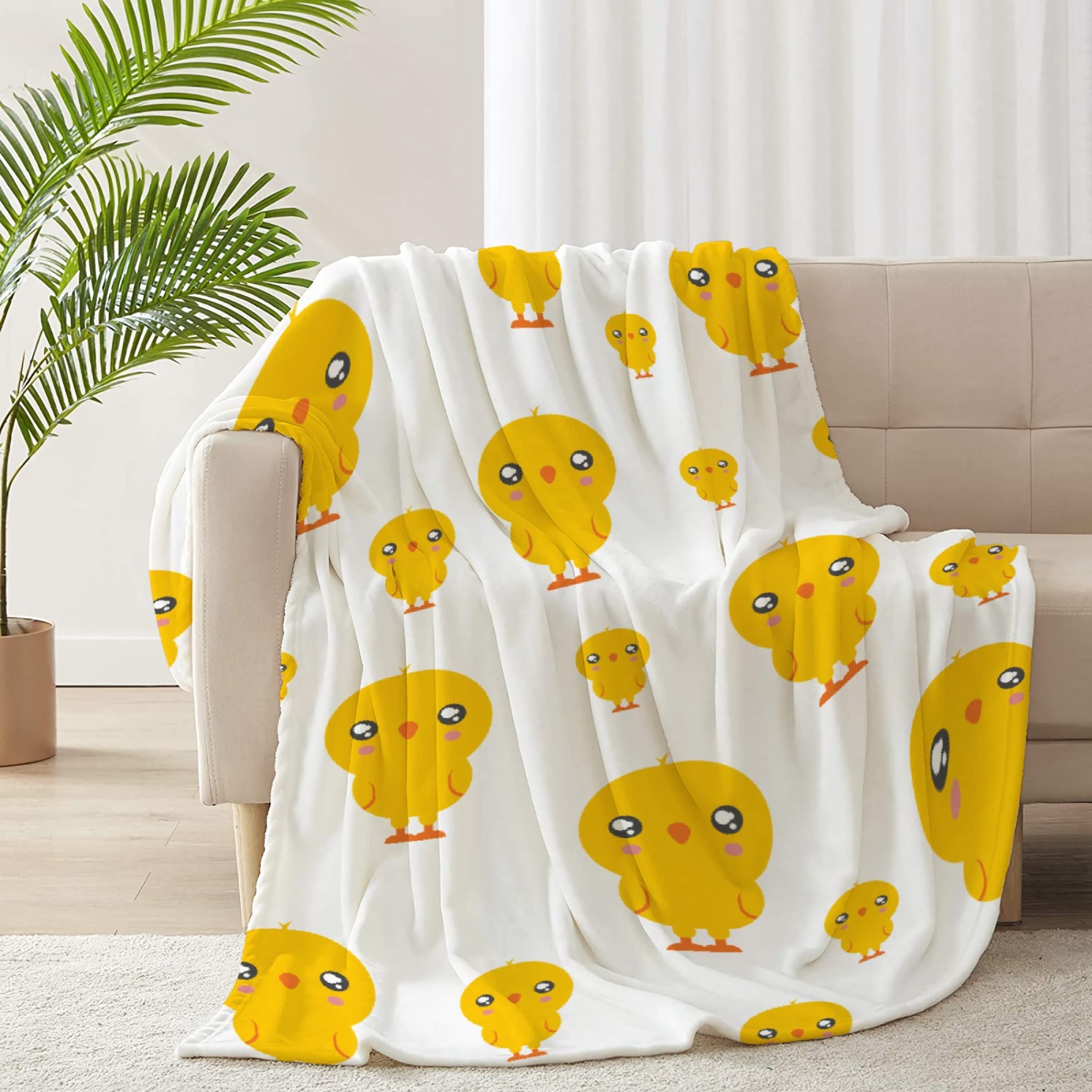 Sumedha Cartoon Chicken Print Fleece Blanket - Super Soft Lightweight Throw for Kids & Adults - 120