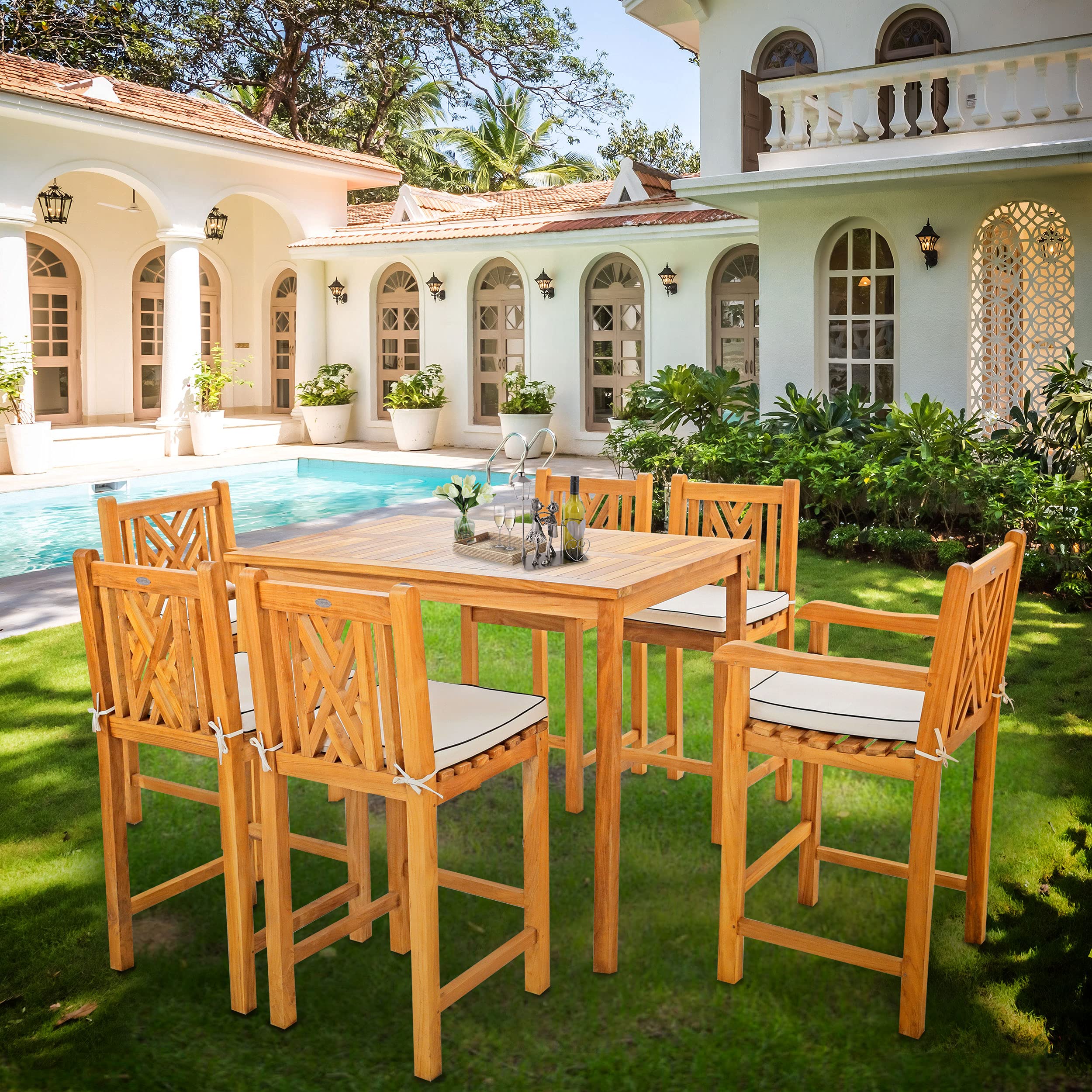 7-Piece Teak Wood Chippendale 55