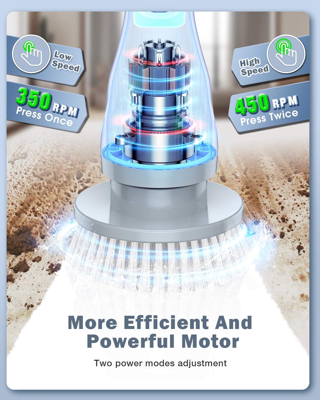 LABIGO Electric Spin Scrubber LA4 Pro - Cordless Cleaning Brush with 6 Replacement Heads, Adjustable Handle & 2-Speed Modes for Bathroom, Shower, Tile, Tub - Perfect for Deep Cleaning Floors, Walls and Hard-to-Reach Areas