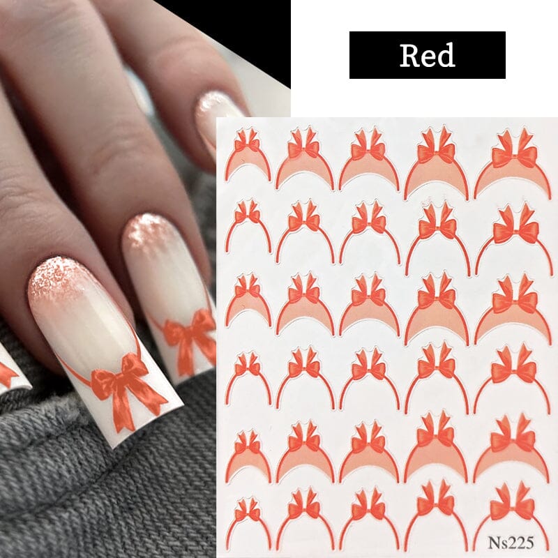 3D French Bowknot Nail Stickers (NS225) - Elegant DIY Nail Art Decals for Salon-Quality Manicures at Home | Perfect for Parties, Weddings & Special Occasions
