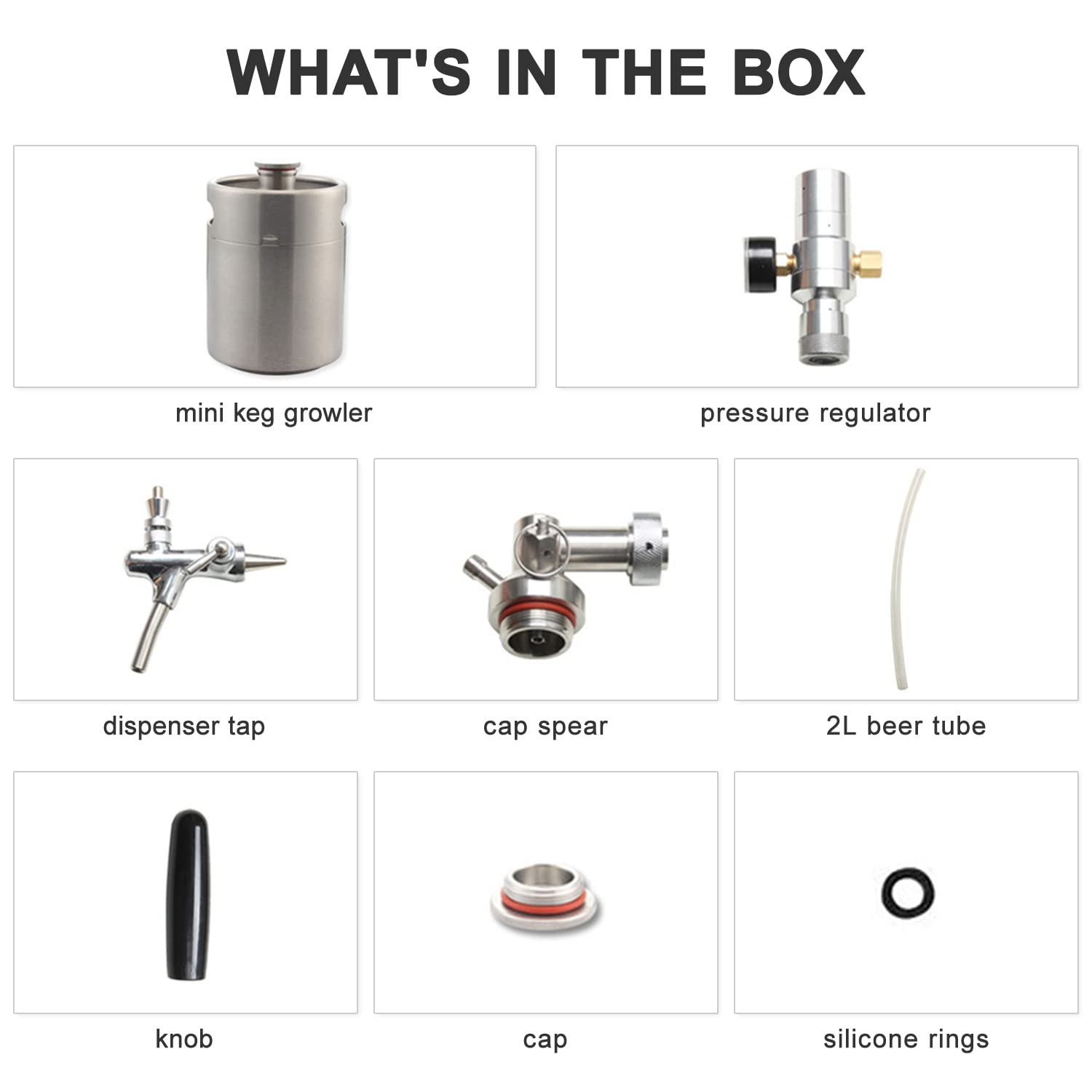 YUEWO 128OZ Mini Beer Keg - 304 Stainless Steel Pressurized Growler Tap System with CO2 Regulator | Portable Draft Beer Dispenser for Homebrew & Craft Beer | Perfect for Parties, Camping & Outdoor Events