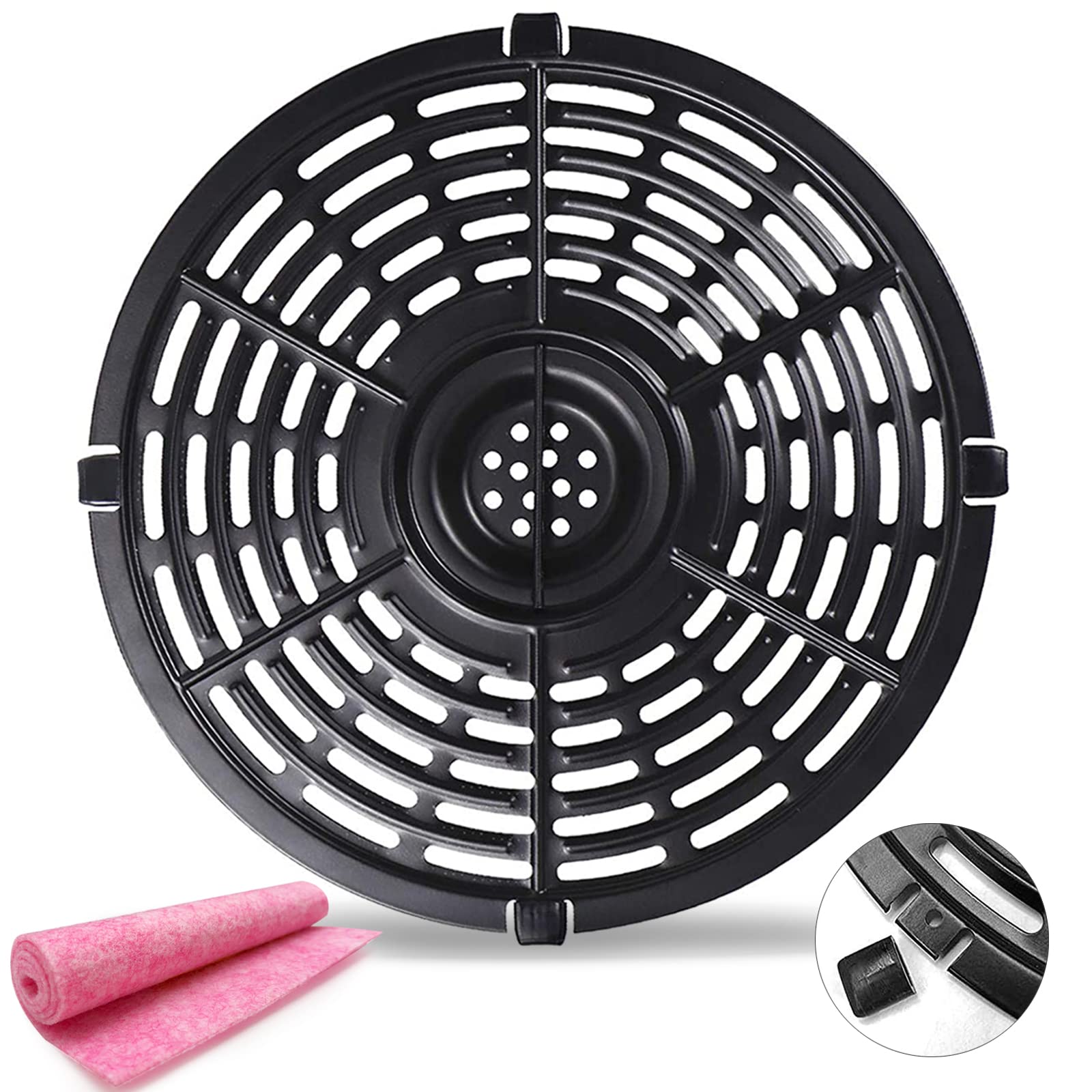 3.7QT Air Fryer Replacement Grill Pan - 8.07IN Upgraded Double-Layer Nonstick Coating Crisper Plate & Tray Rack for Gowise USA, Crux, Chefman Air Fryers | Dishwasher Safe | Perfect for Grilling Chicken, Vegetables & Making Crispy Snacks
