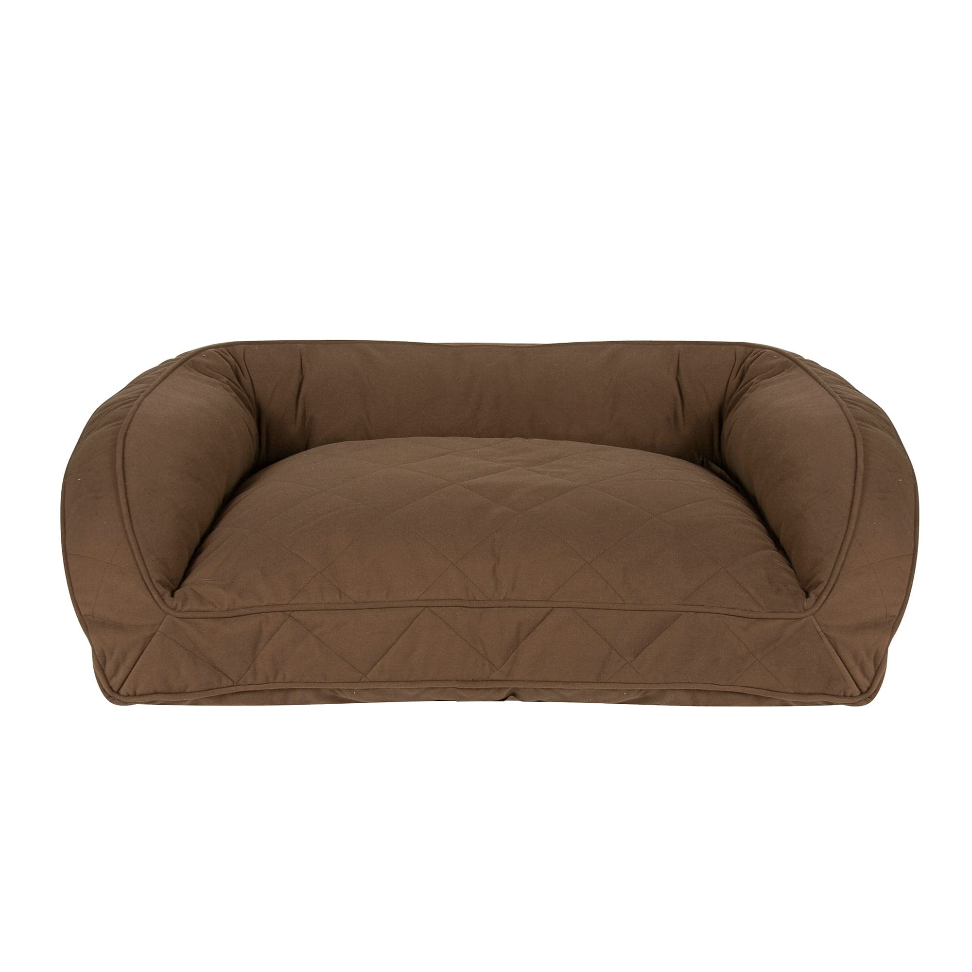 Premium Carolina Pet Chocolate Quilted Bolster Dog Bed - Soft & Supportive Small Dog Bed with Removable Cover - Perfect for Crates, Living Rooms & Bedrooms