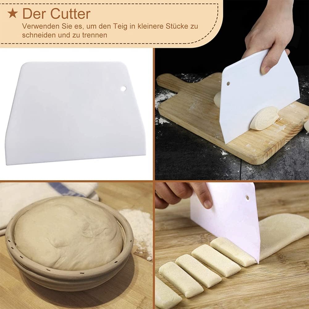 Round Banneton Proofing Basket Set with Linen Liners - 2 Bread Dough Rising Baskets & Dough Scraper for Artisan Sourdough Baking | Perfect for Home Bakers & Professional Bakeries