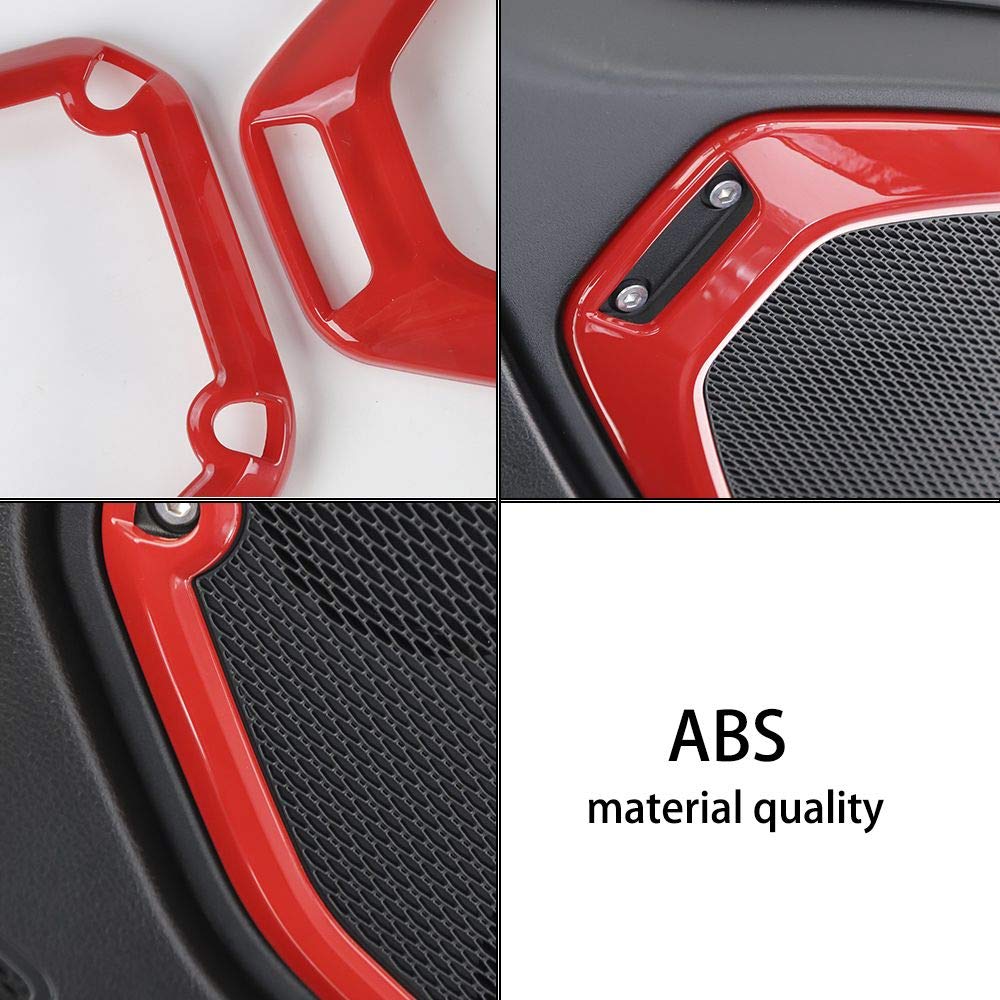 Premium Voodonala ABS Speaker Audio Trim & A Pillar Trim Kit (4-Piece, Red) – Compatible with 2018-2023 Jeep Wrangler JL/JLU & Gladiator JT – Interior Upgrade for Enhanced Sound & Style – Perfect for Off-Road Adventures & Custom Car Audio Systems