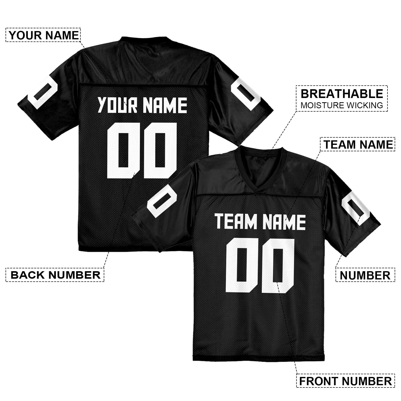 Custom Replica Football Jersey - Personalized Team Name & Number - Men's Women's Youth Soccer Uniform - Perfect for Fans, Gifts & Game Day Outfits