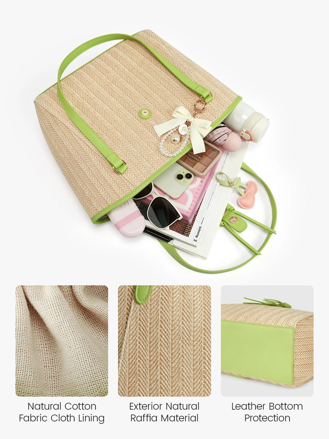 Stylish Marina Raffia Straw Tote Bag for Women - Eco-Friendly Beach Bag, Summer Shopping & Travel Accessory - Perfect for Pool Parties, Vacations & Daily Use
