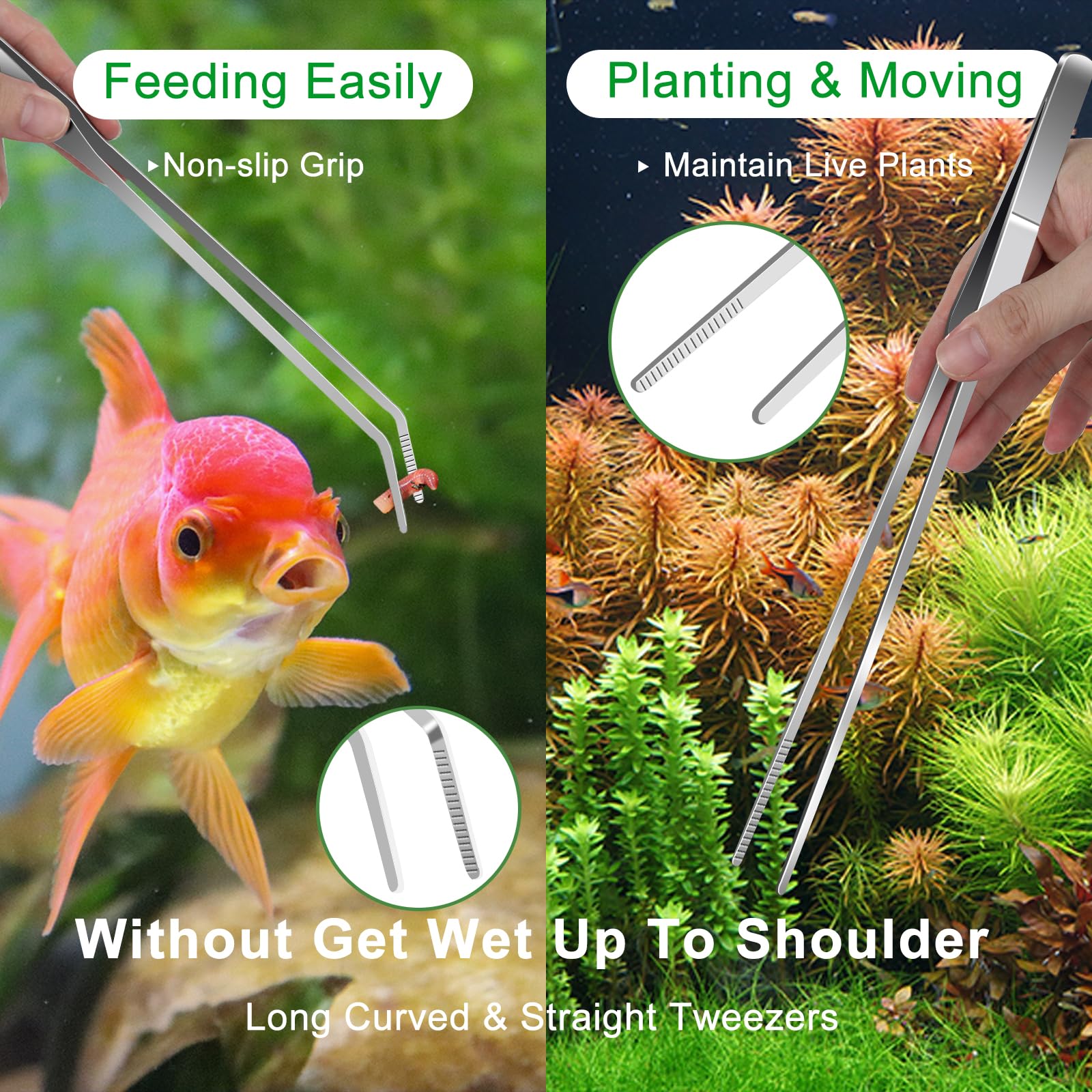 4Pcs Aquascaping Tools Kit - Long Tweezers, Scissors & Algae Scraper for Aquarium Plants & Fish Tank Maintenance