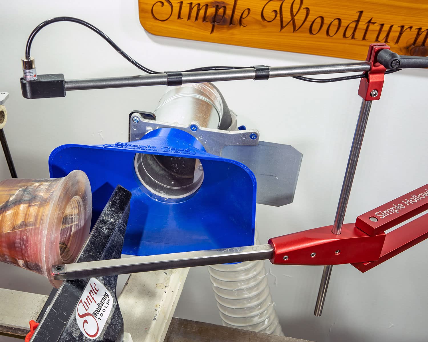 Laser Hollowing System for Woodturning - Stabilizer & Guide for Hollowing Wood with Full-Size Woodturning Tools | Perfect for Bowl Turning, Vase Making & Lathe Projects (SHS with Laser)