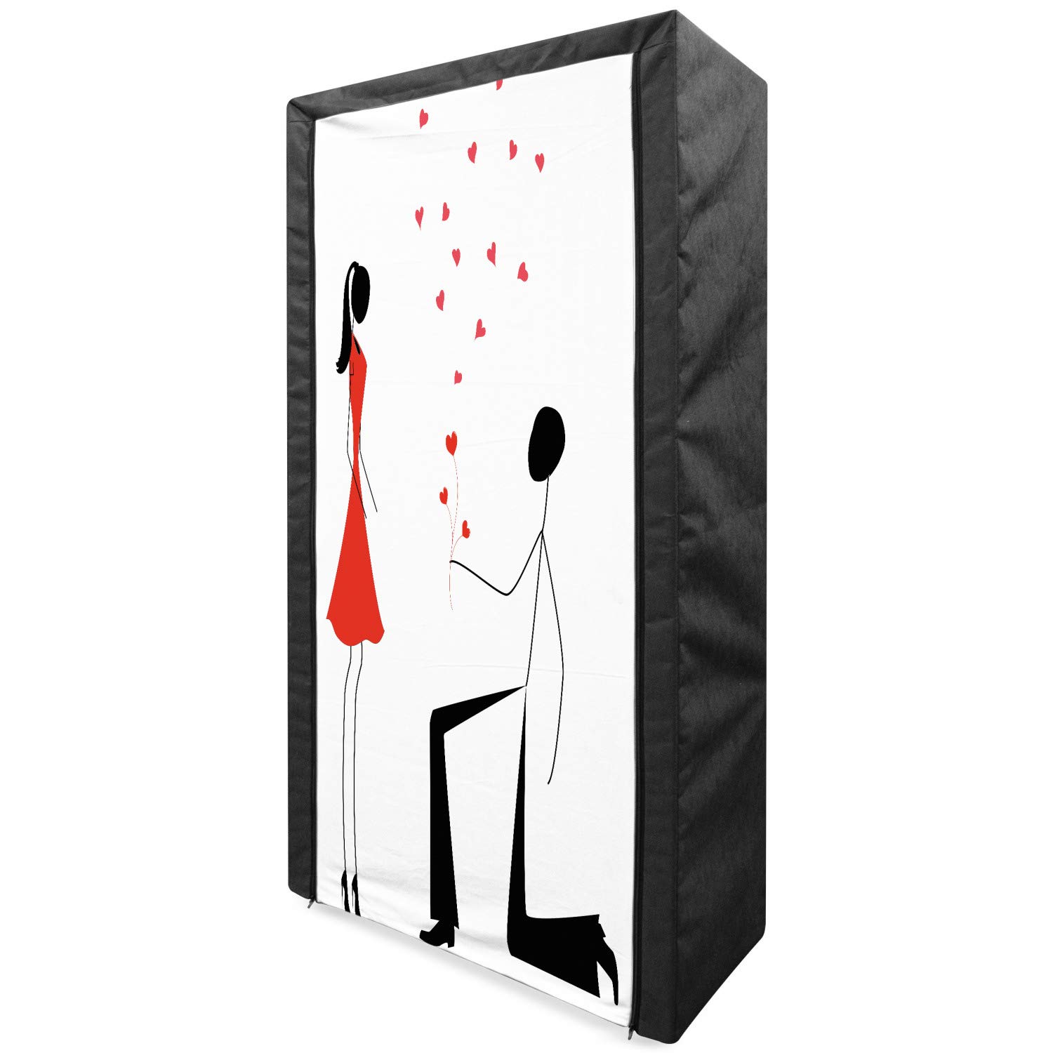 Ambesonne Portable Fabric Wardrobe for Engagement Party - Modern Minimalist Design with Heart Flowers, 33.5