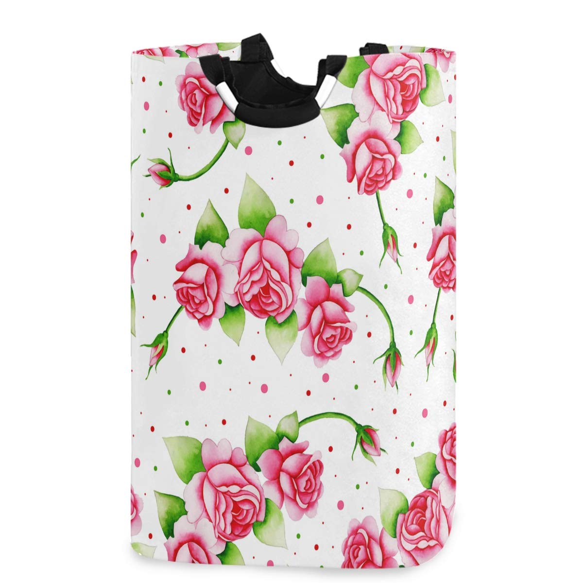 Emelivor Large Collapsible Laundry Basket with Handles - Waterproof Valentine Flower Design Laundry Hamper for Home, Bathroom & Dorm Room Storage - Perfect for Clothes, Toys & Household Organization