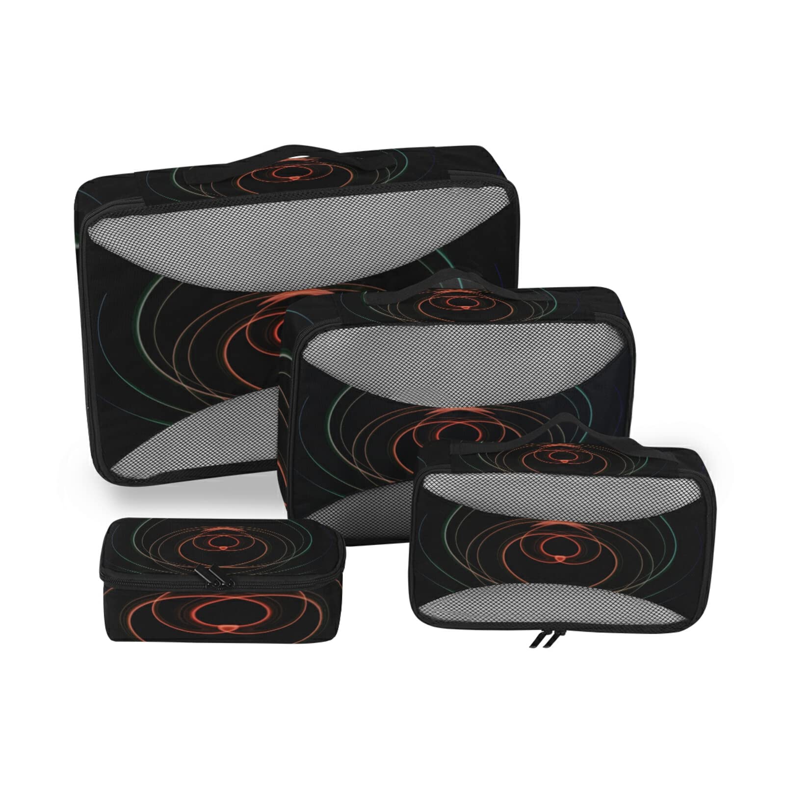 Black Heart-Shaped Luggage Packing Cubes Set - 4 Sizes for Travel, Kids & Women | Toiletry & Laundry Organizer | Space-Saving Packable Storage Pouches | Perfect for Suitcases, Backpacks & Weekend Trips