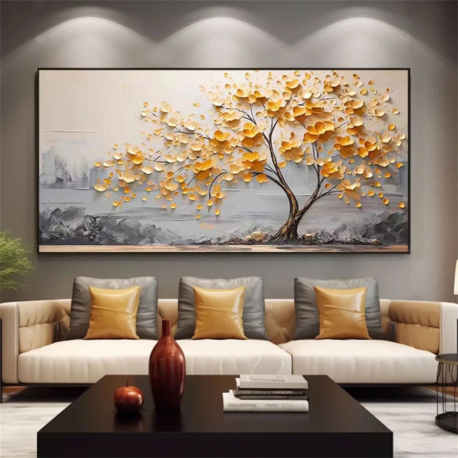 Flower and Tree Painting #FT123 - Handmade Canvas Art for Home Decor, Office, and Living Room Wall