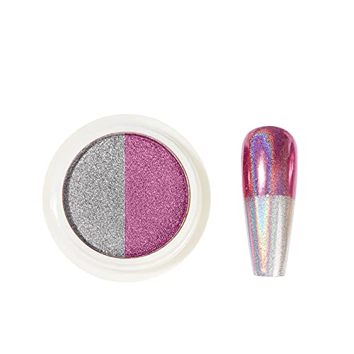 Professional Mirror Silver & Titanium Nail Powder for DIY Home Salon - Non-Flying, Two-Tone Dip Powder for Nail Art, Jewelry Decoration & Manicures (Color C, One Size) - Perfect for Gel Nails, Acrylics & Special Occasion Nail Designs