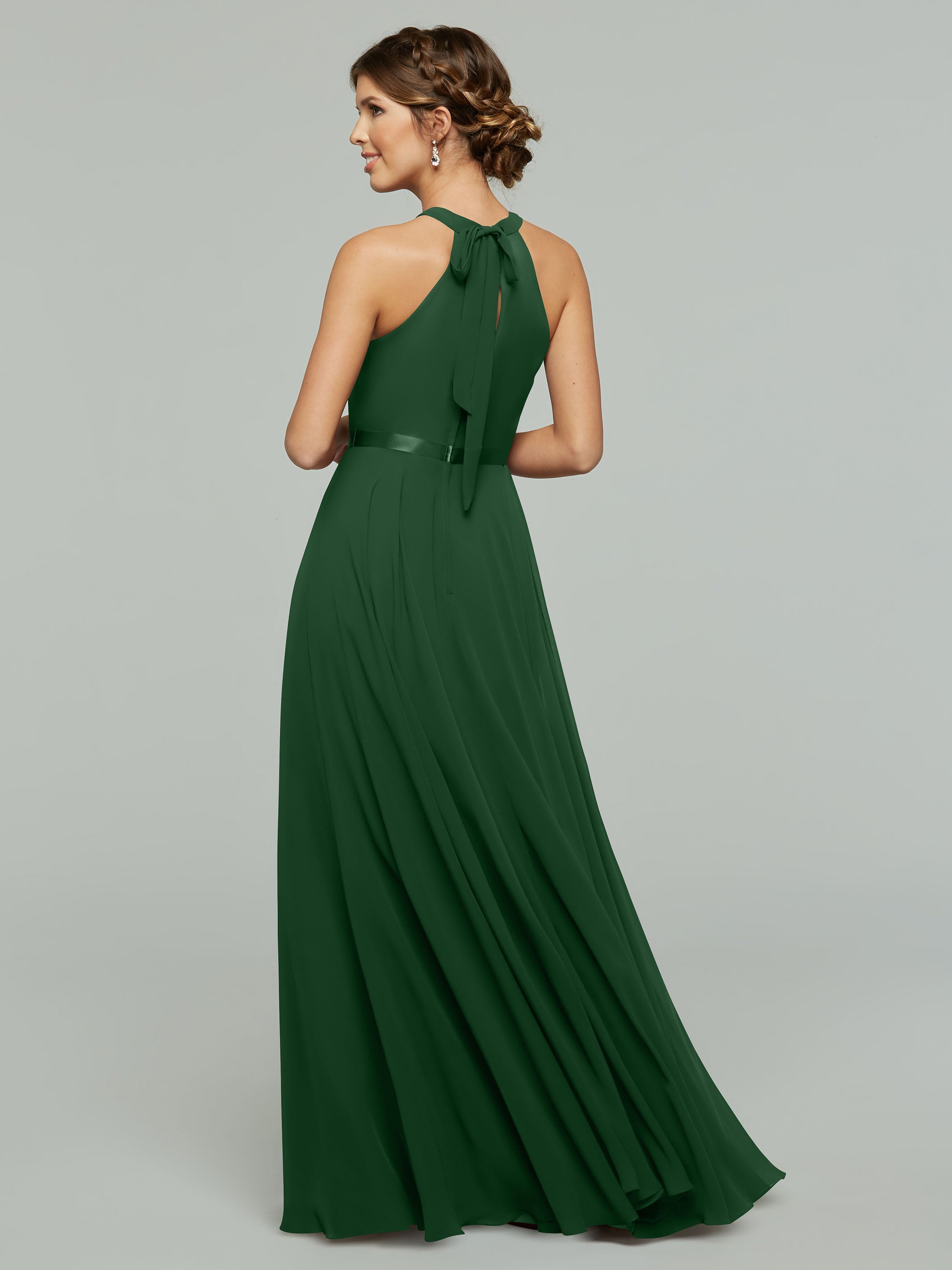 Elegant A-Line Chiffon Bridesmaid Dress with Halter Neckline - Perfect for Weddings, Formal Events & Special Occasions