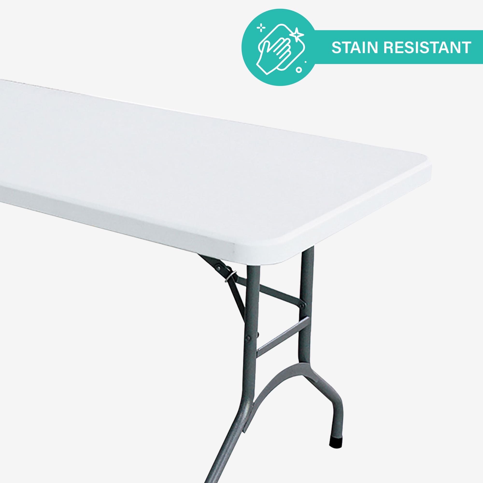 6 Foot White Lightweight Folding Banquet Table - Multipurpose Durable Desk with Secure Base for Indoor & Outdoor Events - Perfect for Weddings, Parties, Conferences and Picnics