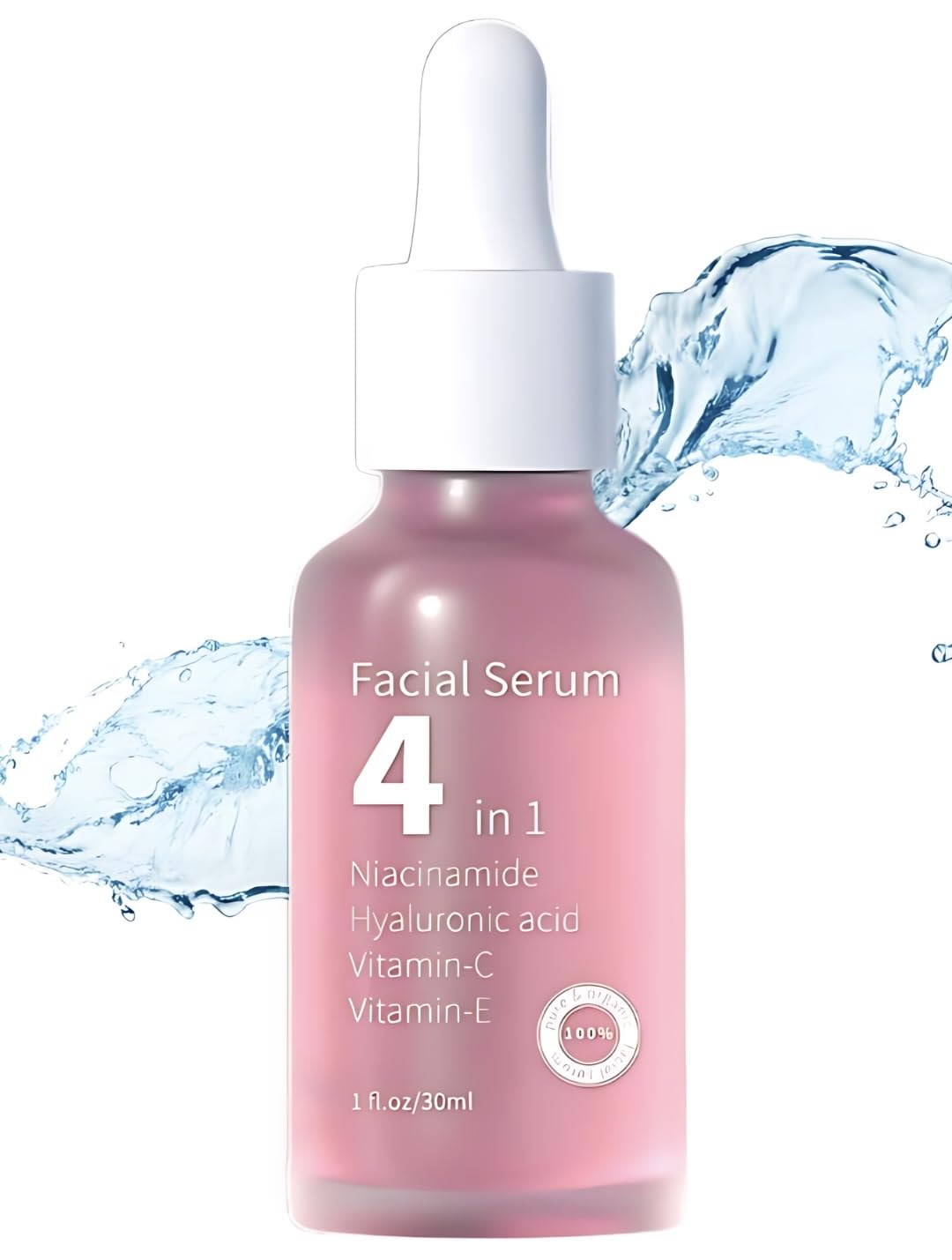 4-in-1 Premium Facial Serum with Vitamin C, Hyaluronic Acid, Niacinamide & Vitamin E - Dark Spot Corrector, Anti-Aging, Hydration for Fine Lines, Wrinkles & Acne Marks - 1oz - Perfect for Daily Skincare Routine & Nighttime Treatment