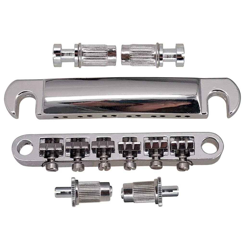 12-String LP Guitar Silver Bridge Tailpiece Saddle with Post - Premium Replacement Guitar Parts for Enhanced Tone & Sustain | Perfect for Guitar Repair, Upgrades & Professional Performances | Ideal for Studio Recording, Live Shows & Home Practice