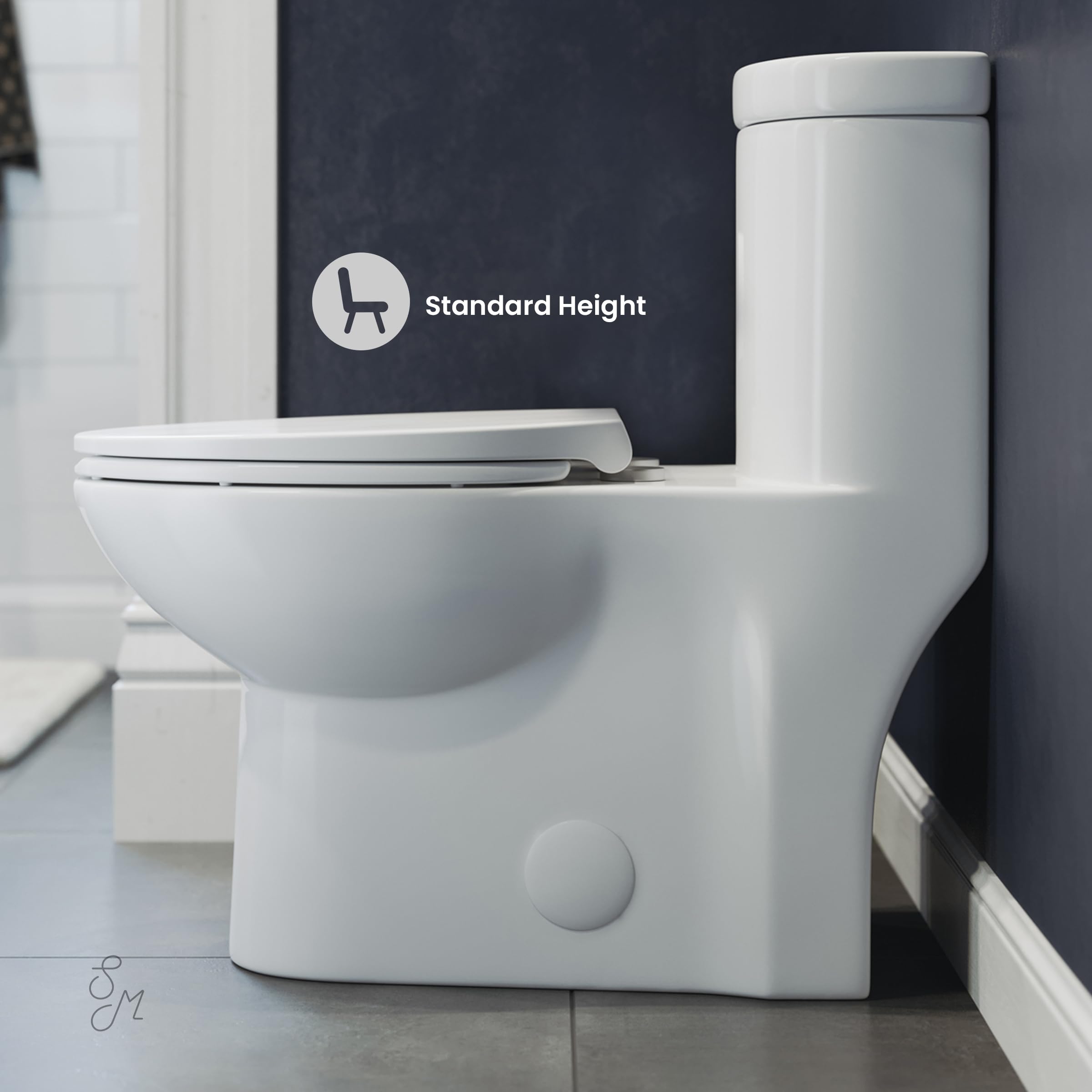 Swiss Madison SM-1T205 Sublime One Piece Elongated Toilet - Dual Flush 0.8/1.28 GPF, Water Efficient, Glossy White - Perfect for Modern Bathrooms & Eco-Friendly Homes