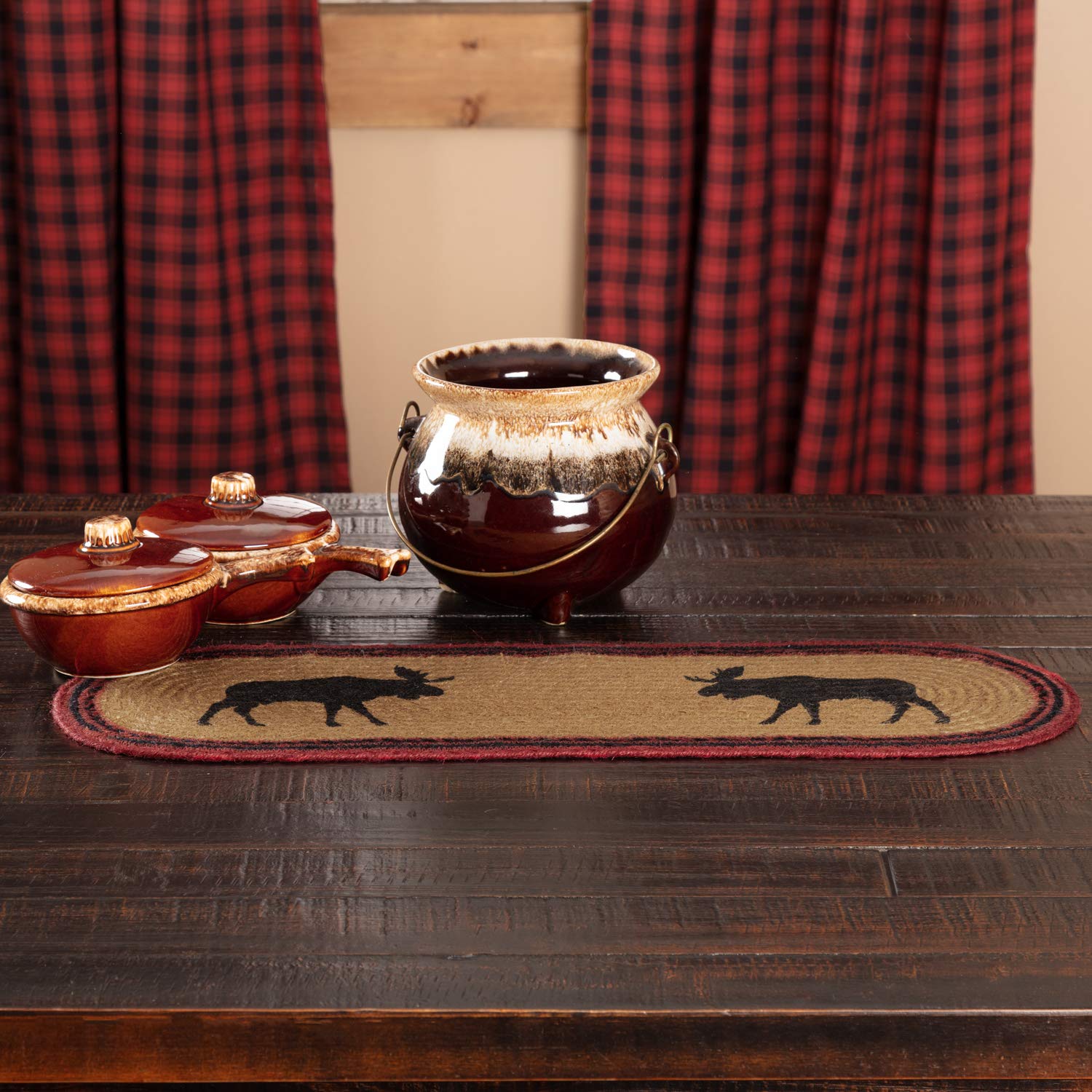 VHC Brands Cumberland Moose Rustic Decor Natural Jute Table Runner - 60