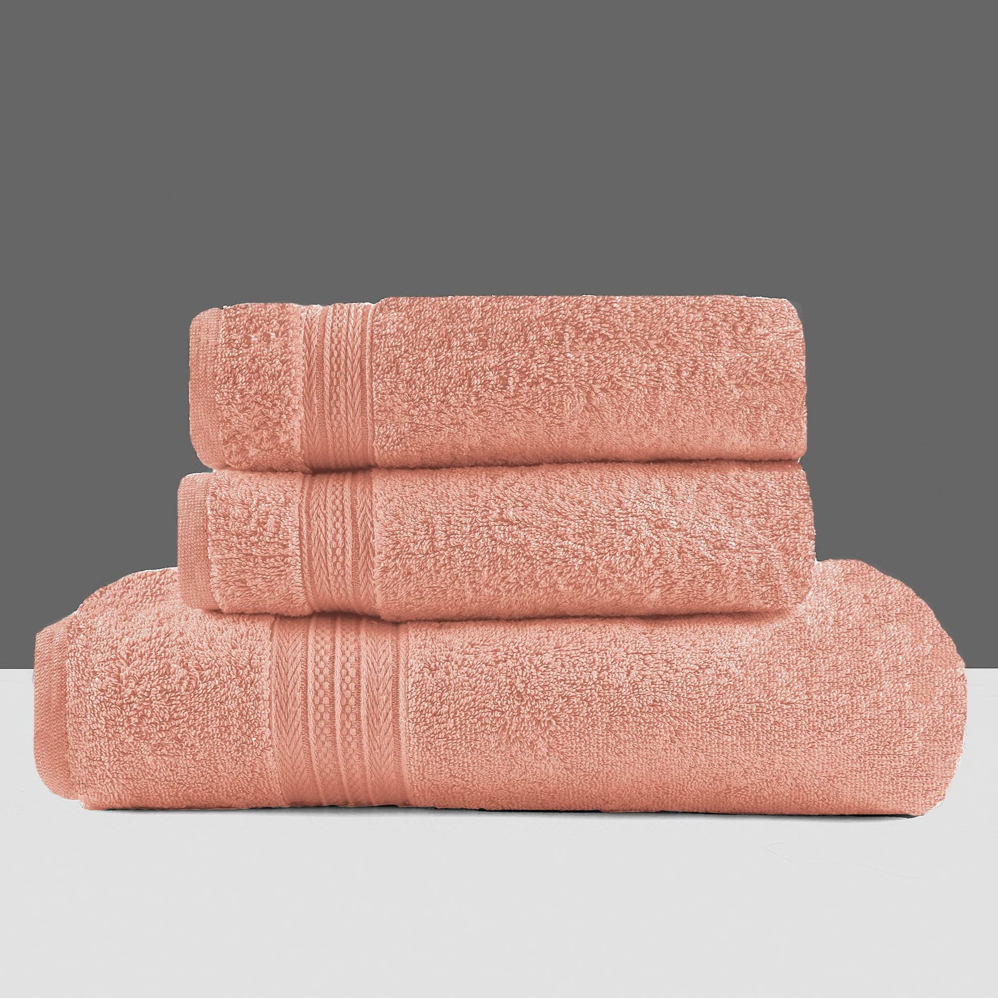 Premium Organic Cotton Bath Towel Set - 3-Piece Luxury Hand & Bath Towels (Peach) for Spa, Hotel & Home Use - Soft, Absorbent & Eco-Friendly