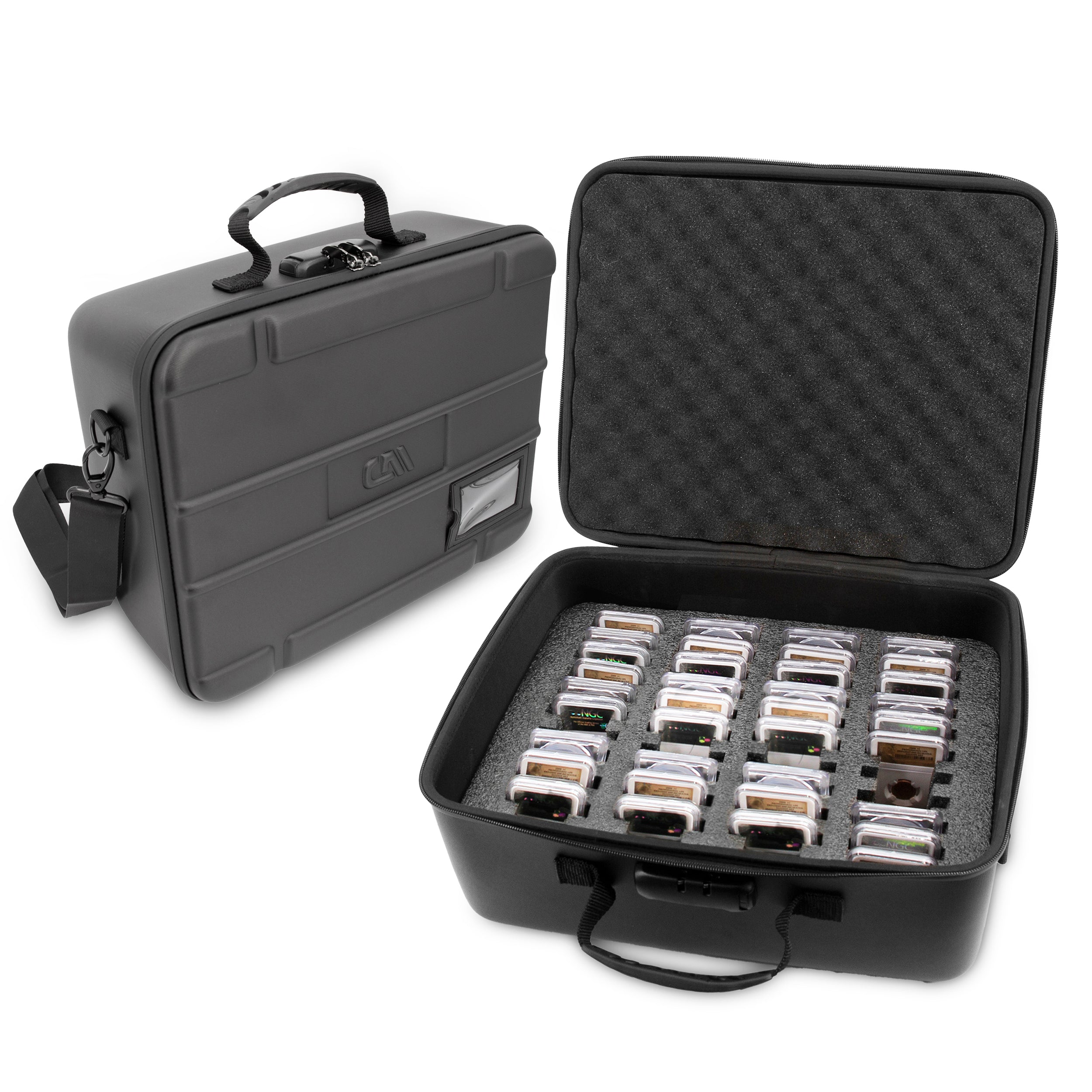 Premium Locking Coin Storage Case - 44 Slab Slots for NGC & PCGS Graded Coins, Waterproof Coin Box with Secure Zippers & Carry Strap | Ideal for Coin Collectors & Secure Transportation