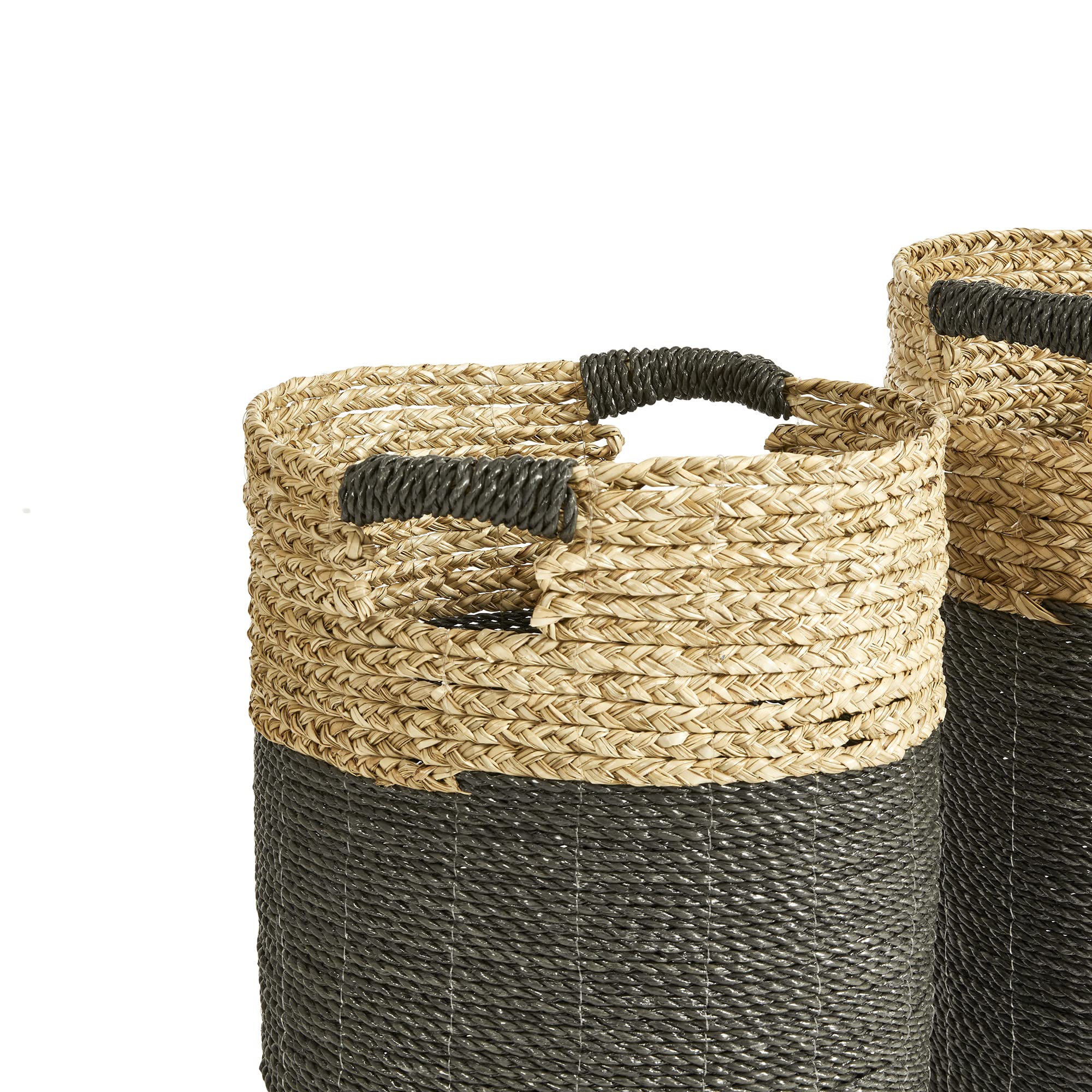 Napa Madura Hamper Baskets Set of 2 - Black/Natural for Home Storage