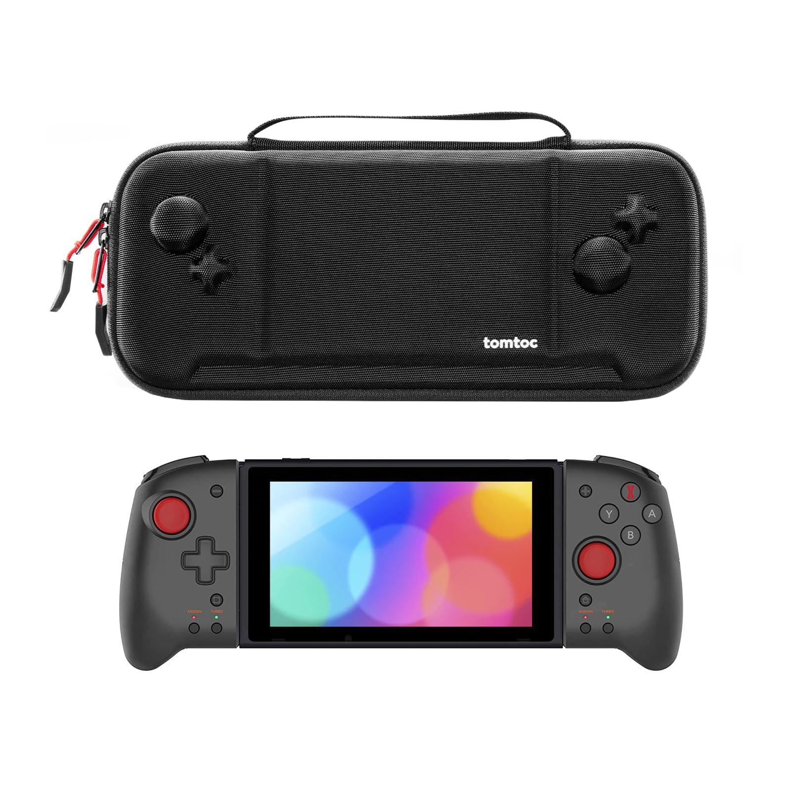 tomtoc Hard Shell Protective Travel Case for Nintendo Switch Split Pad Pro & Binbok Joy Pad Controllers - Shockproof Lightweight Carrying Bag with 30 Game Cartridge Slots | Perfect for Gaming On-The-Go & Travel Protection