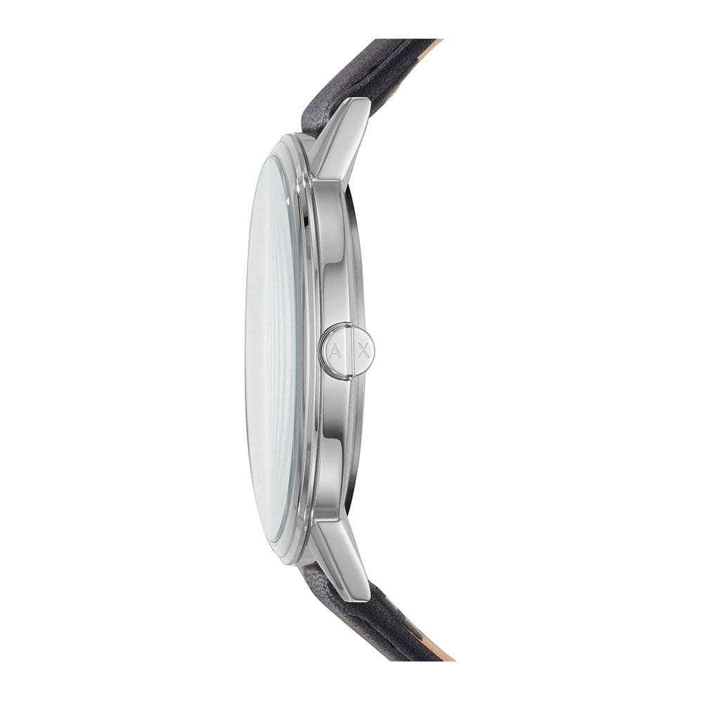 ARMANI EXCHANGE AX2703 Men's Watch - Stainless Steel Case, Black Leather Strap, Analog Quartz Movement, Silver Dial | Perfect for Business, Casual Wear & Gift Giving