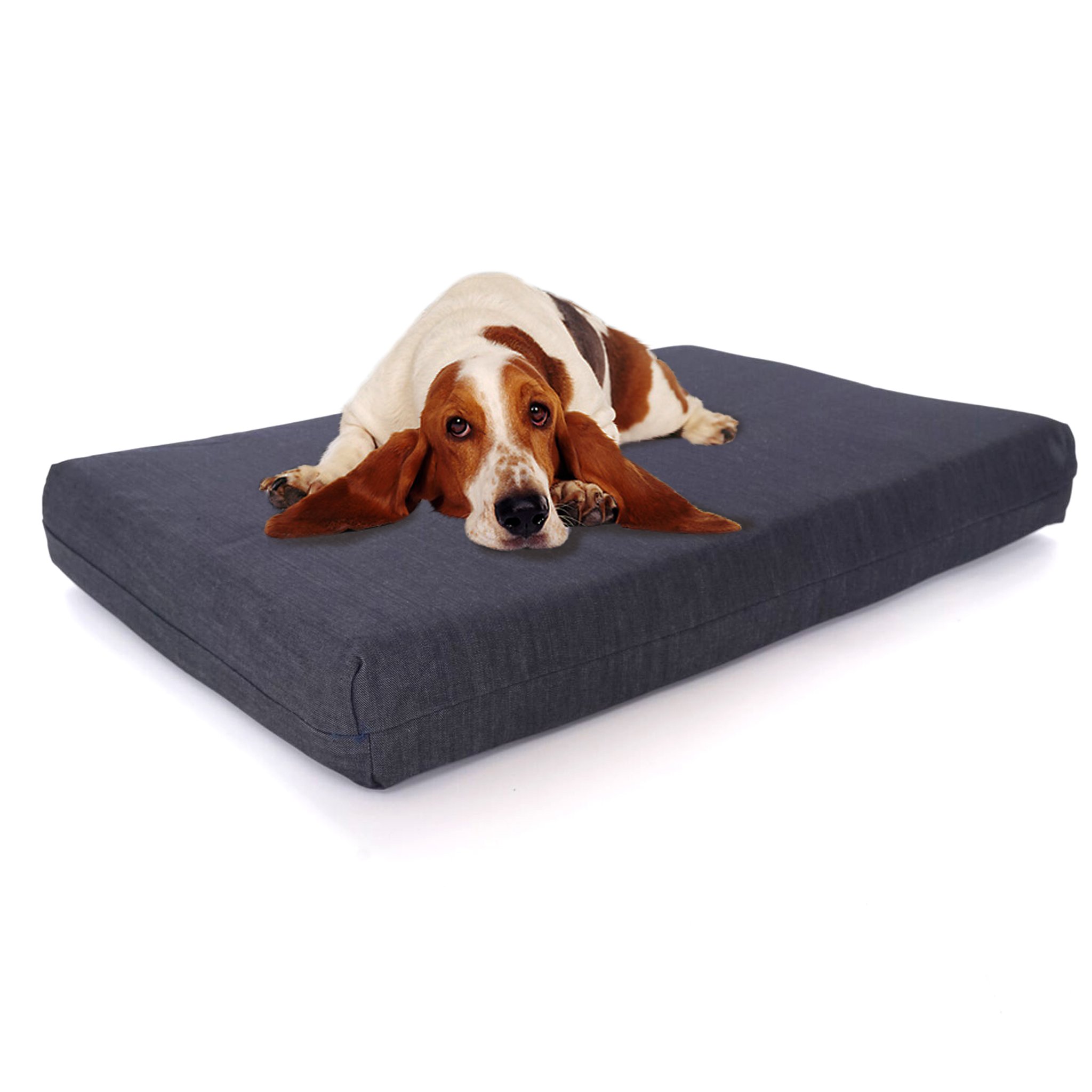 Hypoallergenic Magnetic Gel Memory Foam Dog Bed - 4 Inch Thick, Blue Denim, Large (46
