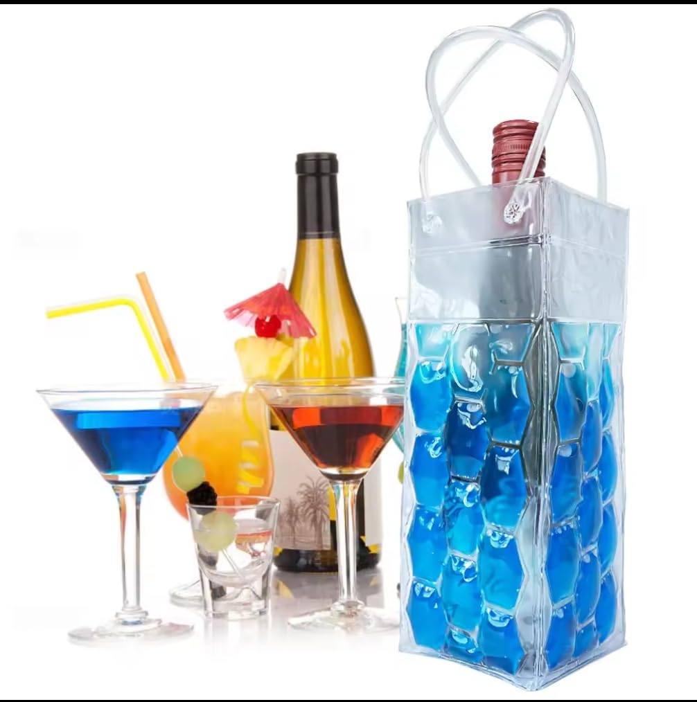 2 Pack Insulated Wine Cooler Bags with 4 Gel Ice Packs - Reusable Freezer Bags for Red White Champagne & Sparkling Wine Bottles - Portable Wine Chiller for Beach Picnics, Outdoor Parties, Camping & Travel - Perfect for BBQs, Tailgating & Summer Gatherings (Blue)