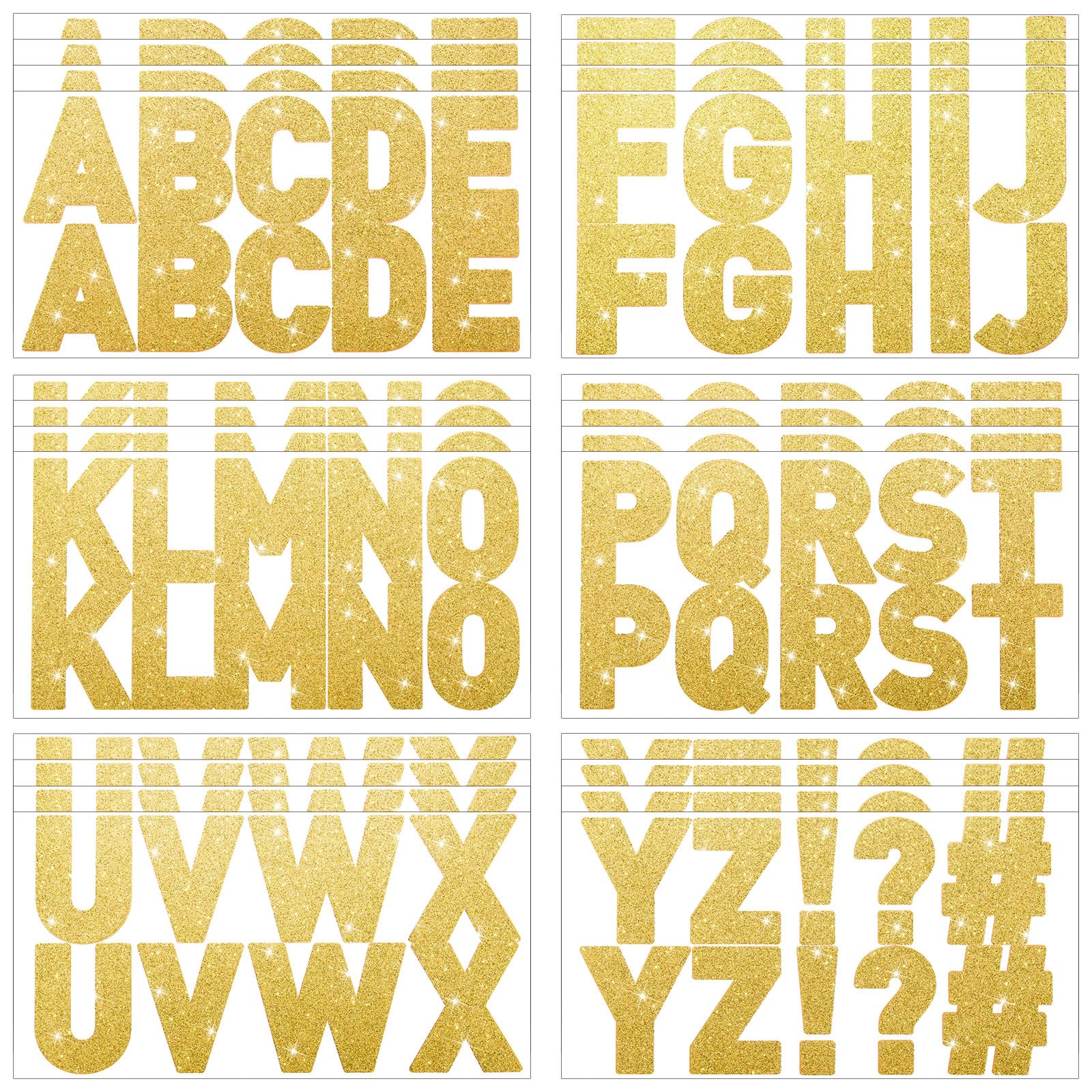 Harloon 232 Pcs Large Glitter Letter Stickers - 24 Sheets Big Font Alphabet Self-Adhesive Letters Kit for Mailbox, Bulletin Boards, Classroom & Home Decor (Gold, 2.5 Inch) - Perfect for DIY Crafts, Scrapbooking, Party Decorations & School Projects