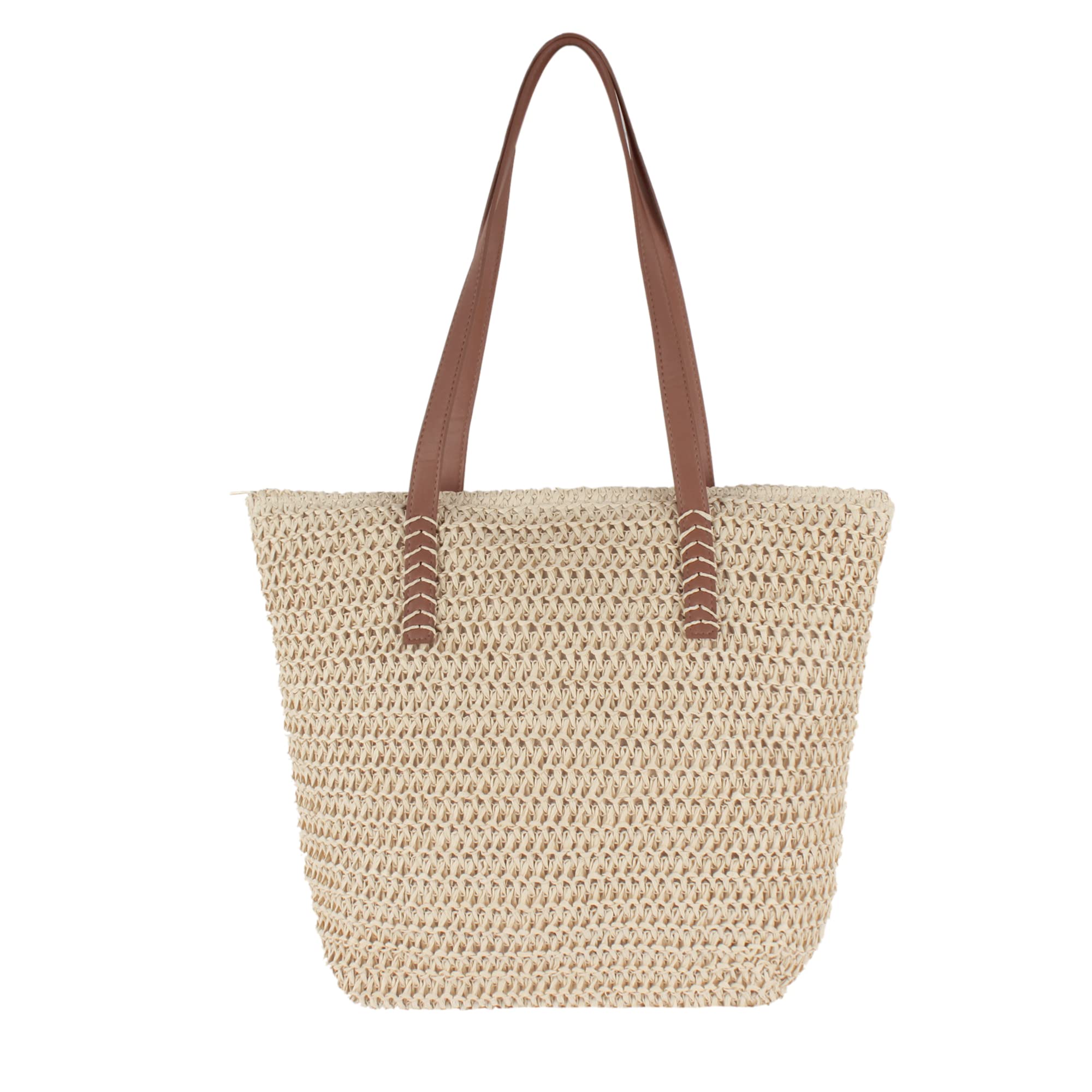 ZLM BAG US Women's Straw Crochet Tote Bag - Large Bohemian Beach Shoulder Bag - Handmade Summer Purse for Women - Perfect for Beach Vacations, Picnics & Shopping