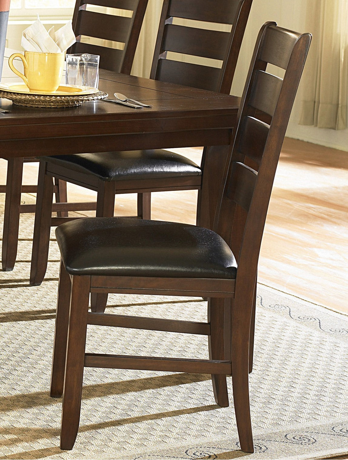 Modern Dark Oak Wooden Side Chairs Set of 2 - Upholstered Dining Room Furniture for Kitchen, Breakfast Nook & Small Space Dining