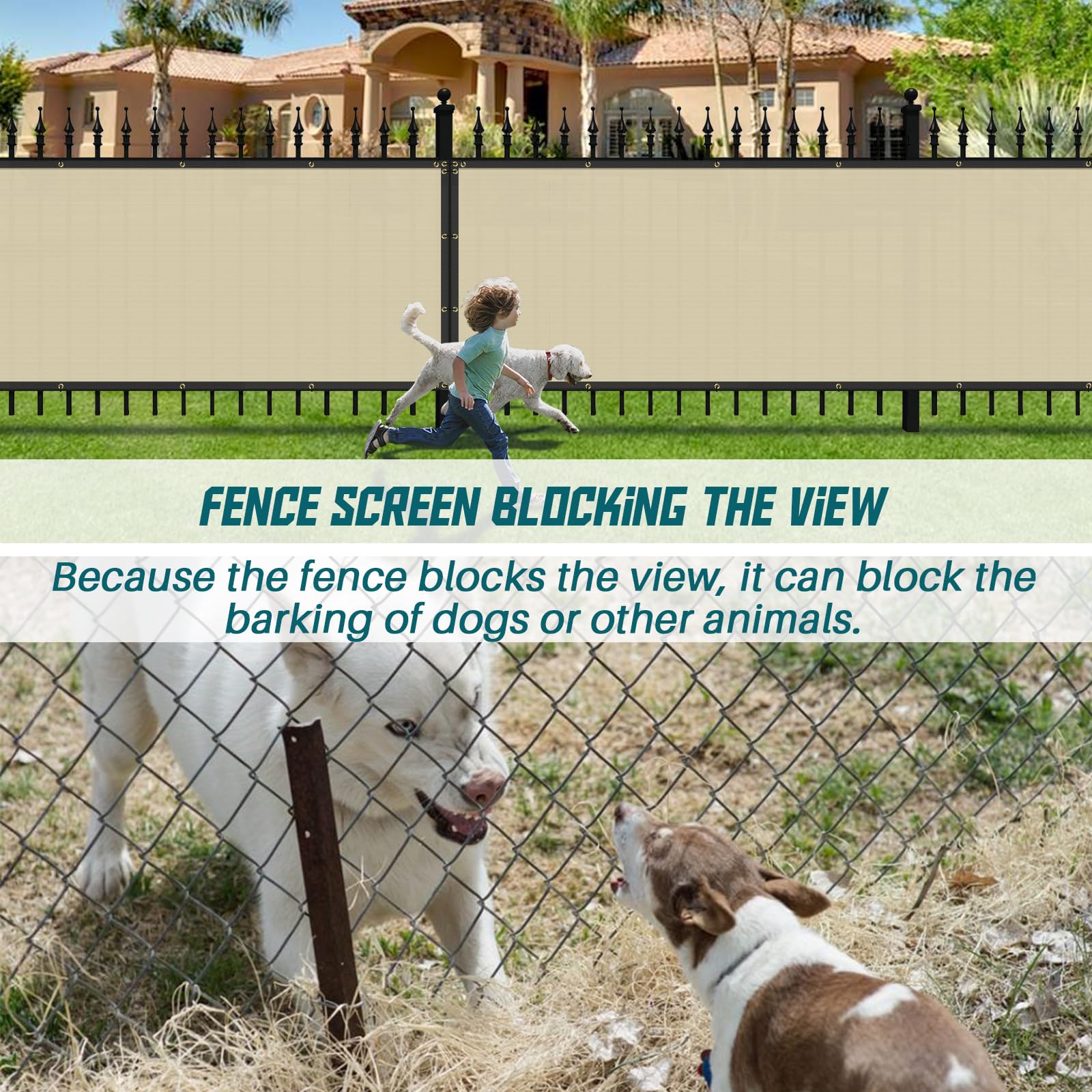 8' x 110' Beige Privacy Fence Screen - Heavy Duty Temporary Windscreen Netting for Backyard, Garden & School - UV Resistant, Excellent Airflow - Includes Zip Ties | Perfect for Outdoor Events, Construction Sites & Pool Enclosures
