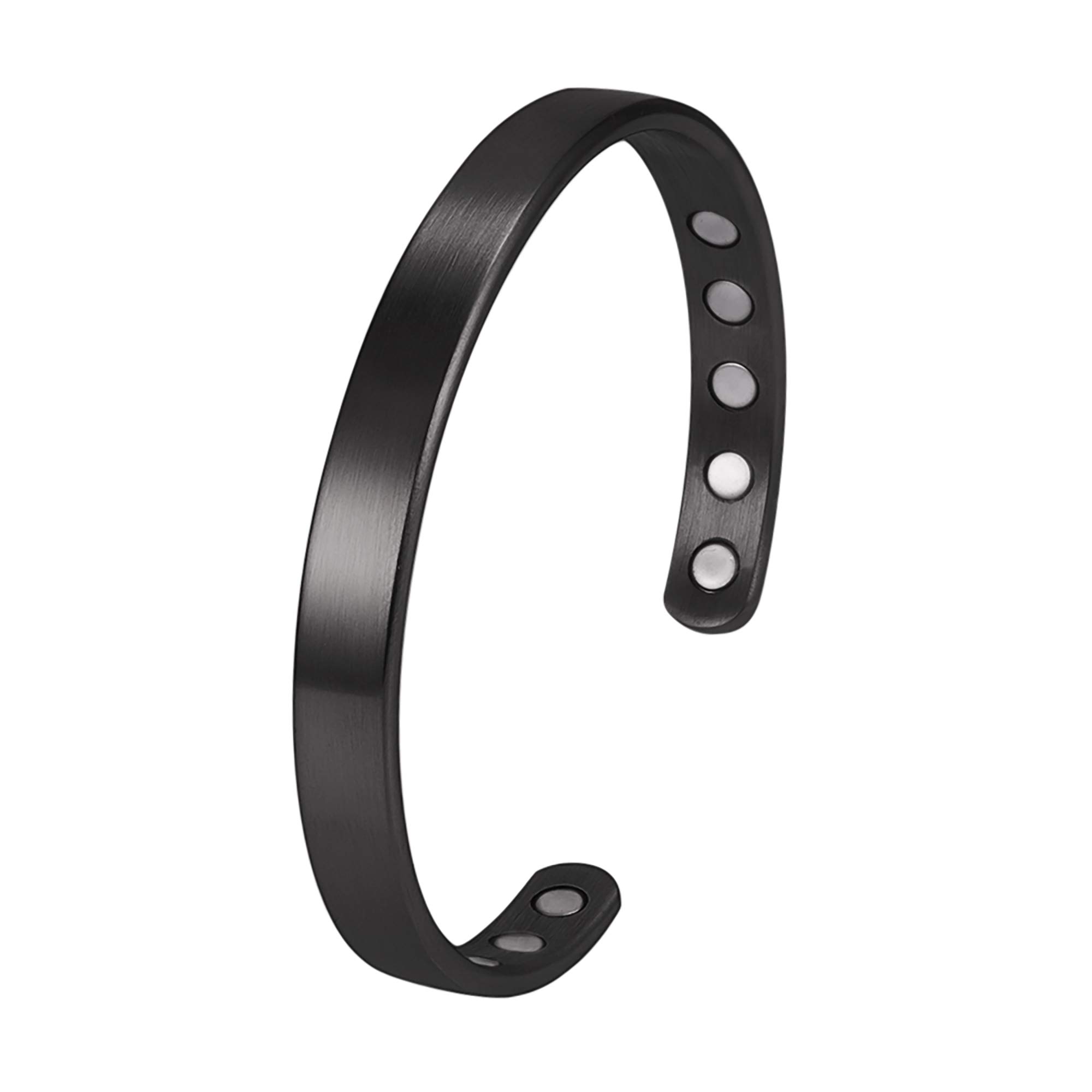 MagnetRX® Magnetic Bracelets for Men - Stylish Bangle for Golf, Tennis Elbow Pain Relief & Improved Balance - Adjustable Cuff Bracelet (Black, Small) - Perfect for Sports, Work & Everyday Wear