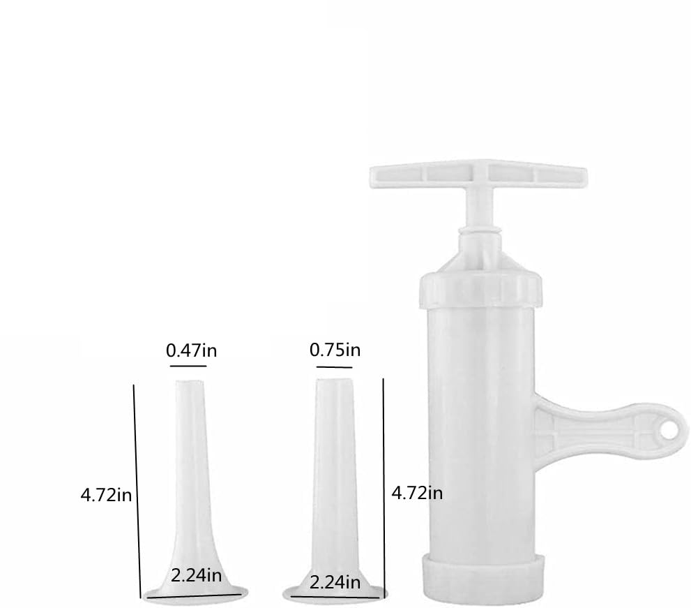 Hand Operated Sausage Stuffer with Pork & Mutton Intestine Funnels - Manual Meat Grinder & Salami Maker for Home Kitchen, BBQ, Camping & DIY Charcuterie
