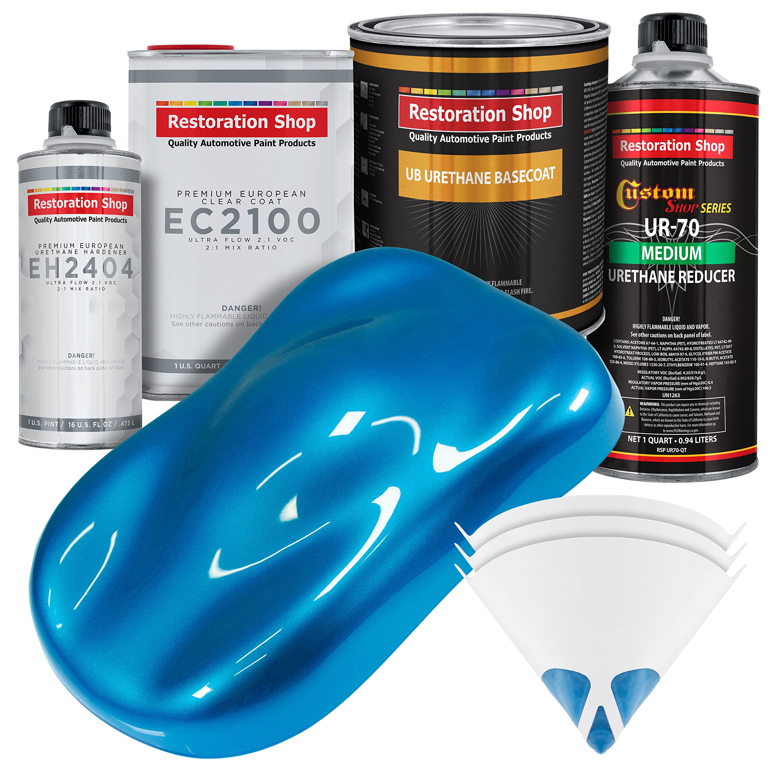 Restoration Shop - Intense Blue Metallic Urethane Basecoat with European Clearcoat Auto Paint - Complete Quart Paint Color Kit for Automotive Refinishing | Perfect for Car Restoration, Touch-Ups & Custom Paint Jobs