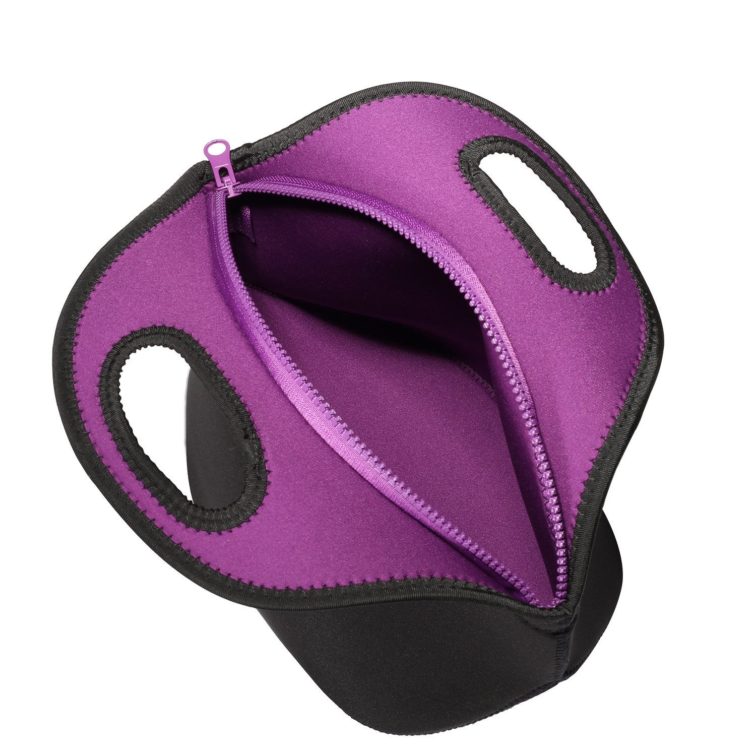 FUNLAVIE Insulated Neoprene Lunch Bag for Men & Women - 4mm Black Zipper Tote for Work, School, Picnics & Outdoor Activities