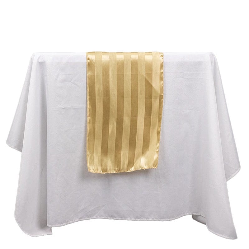 12x108 Inch Striped Satin Table Runner for Weddings - Elegant Dining Decor for Banquets, Parties & Special Events